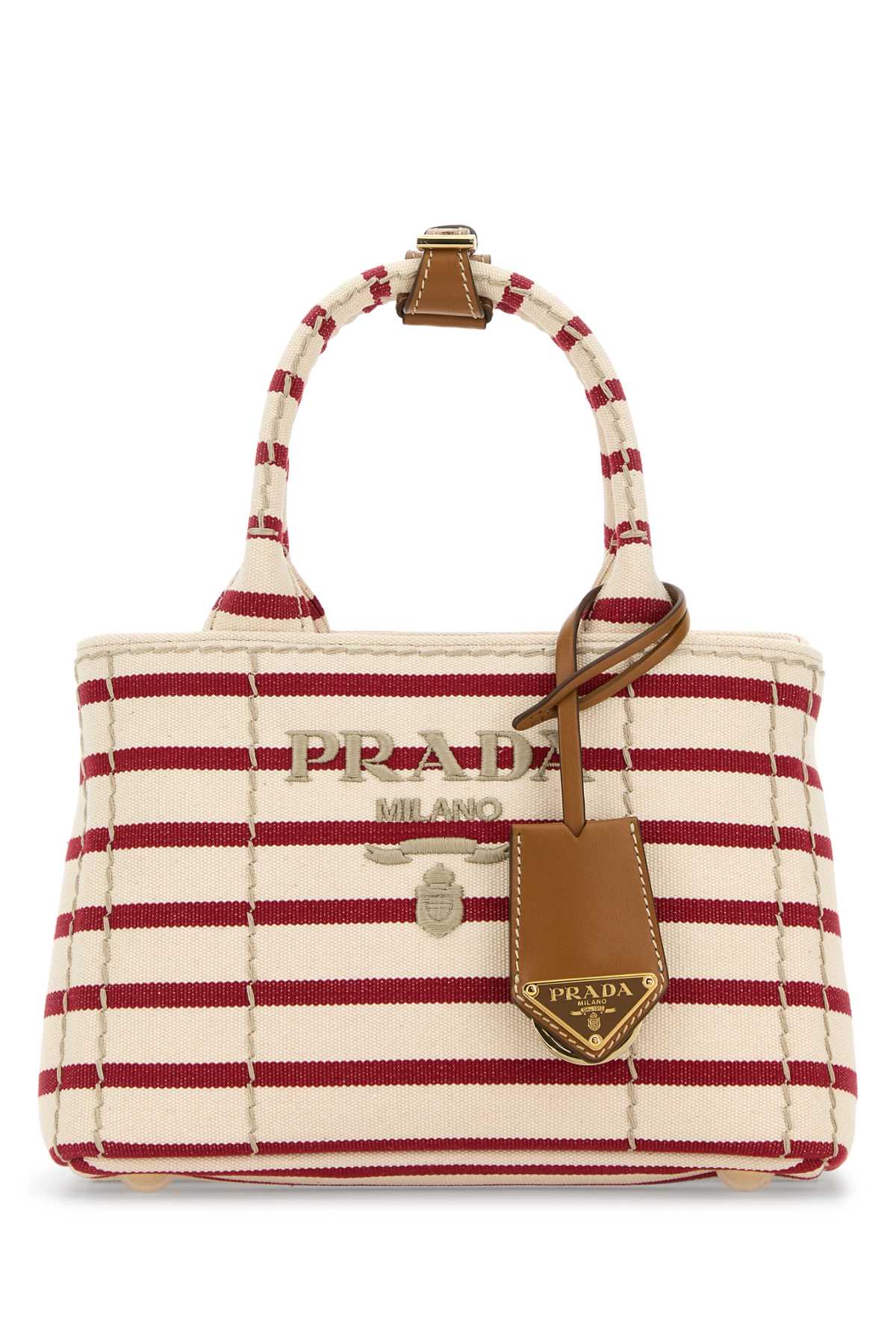 Prada Mini Handbag With Striped Design And Handle In Multi