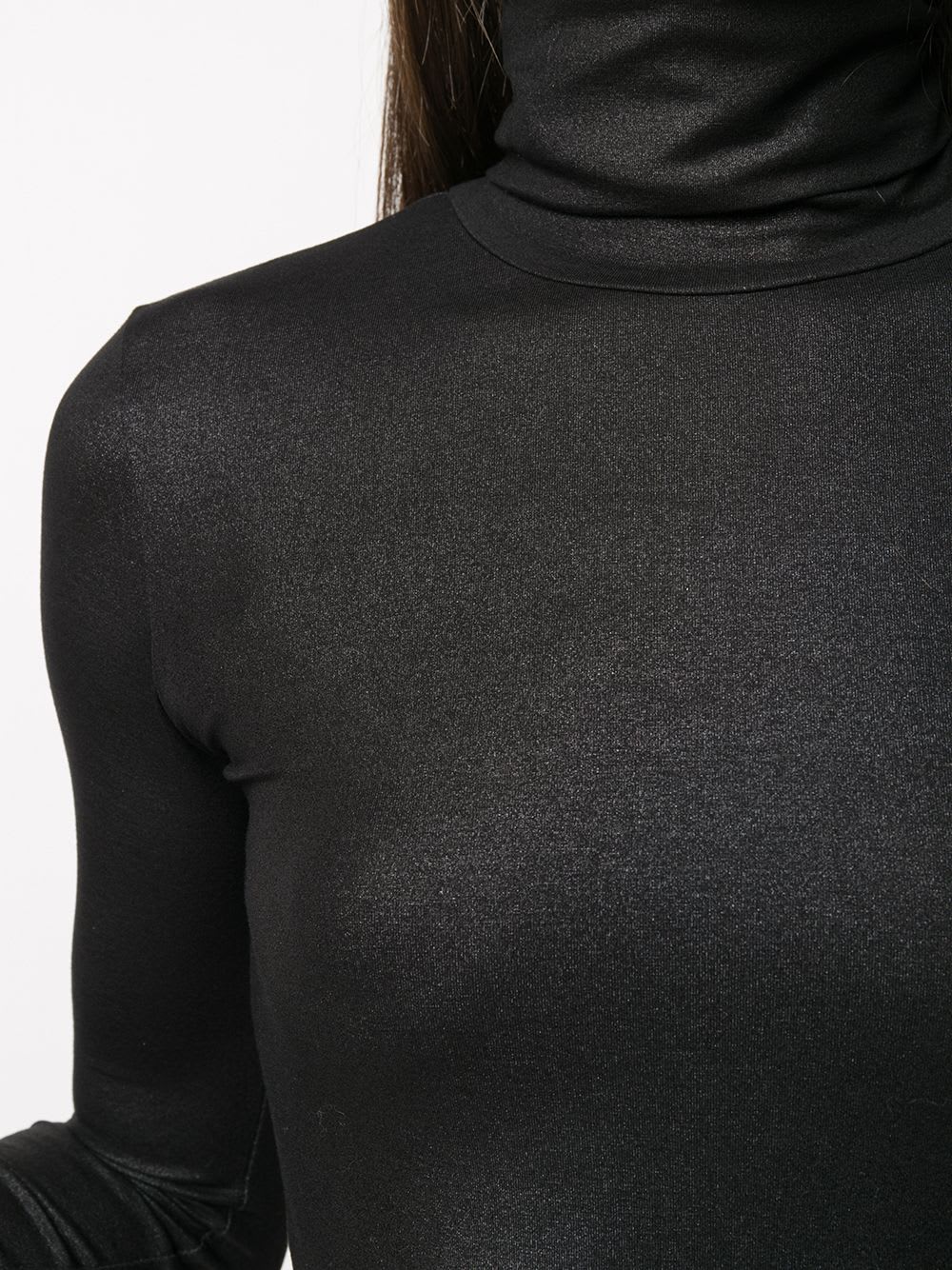 Majestic Cotton-cashmere Long Sleeve Turtleneck Top In Black