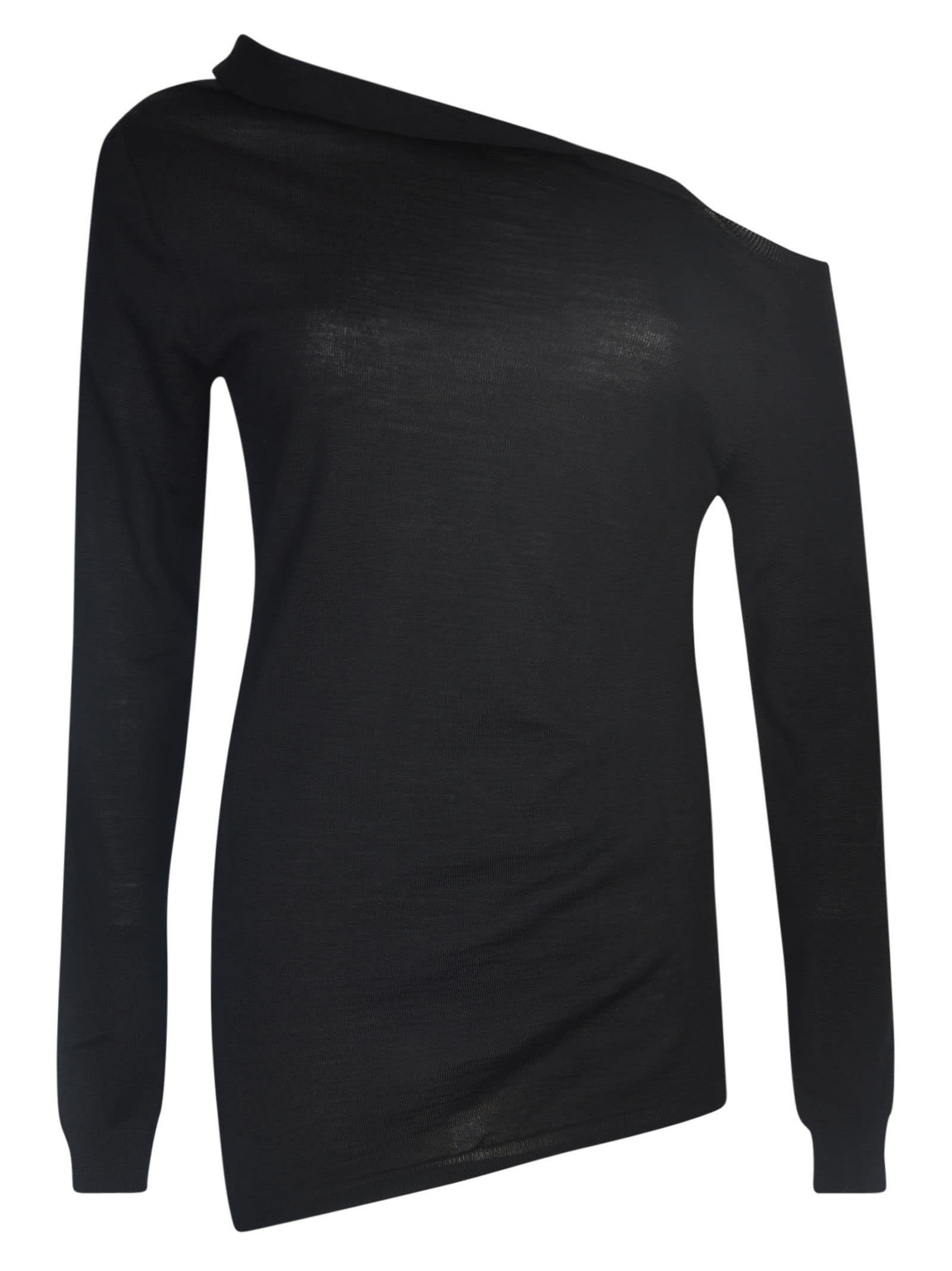 Shop Alberta Ferretti Single-shoulder Asymmetric Plain Sweater In Black