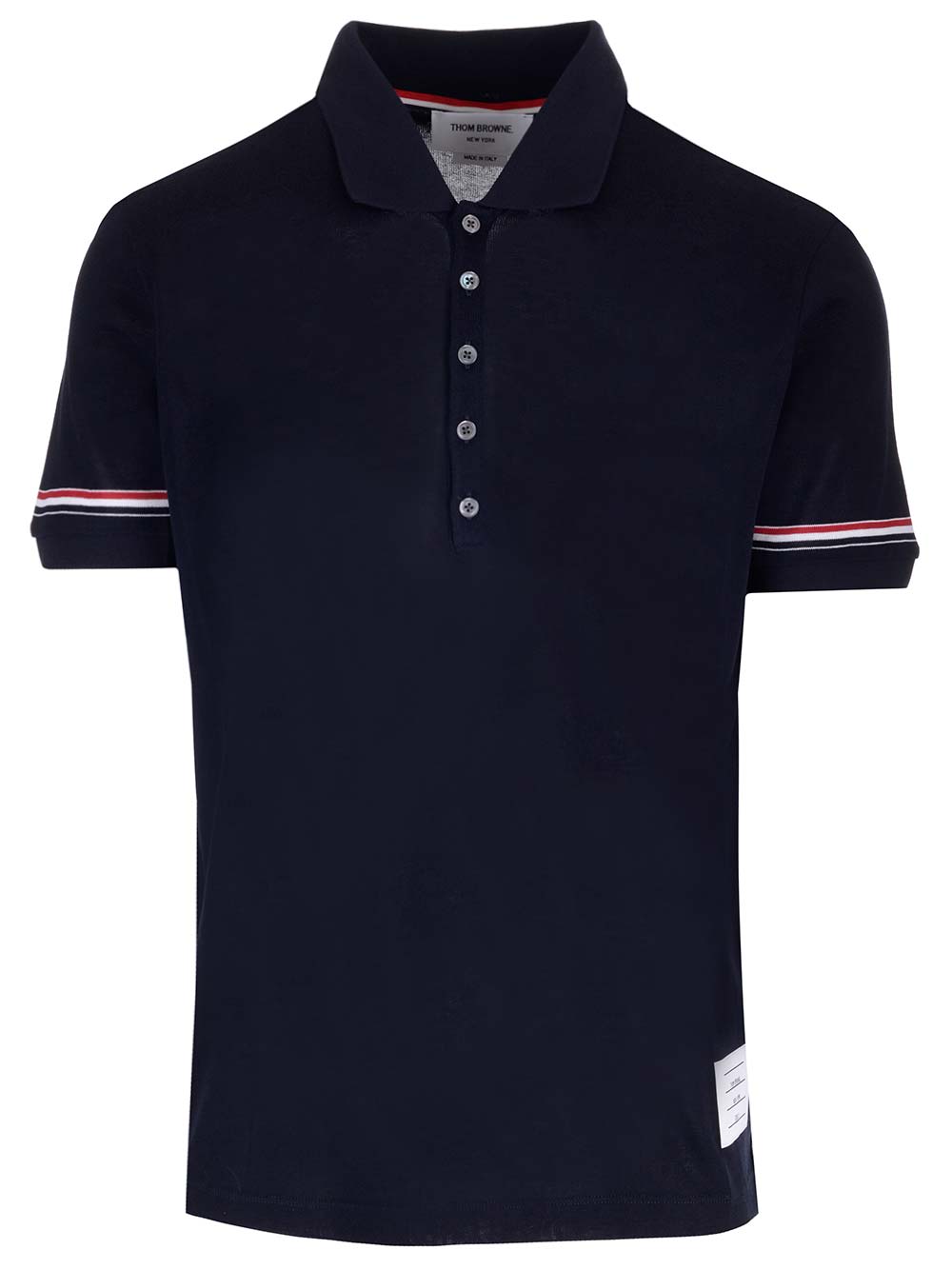 Shop Thom Browne Short-sleeve Ribbed Cuff Polo Shirt In Navy