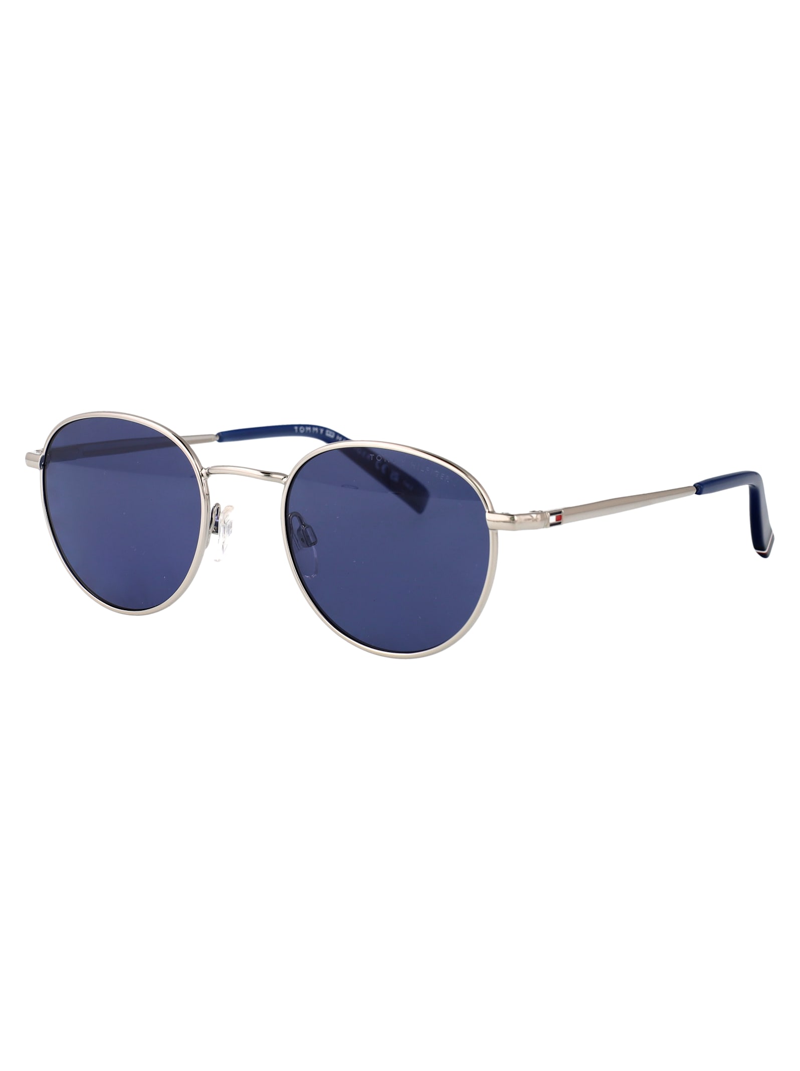 Tommy Hilfiger Palladium Stainless Steel Sunglasses In Blue