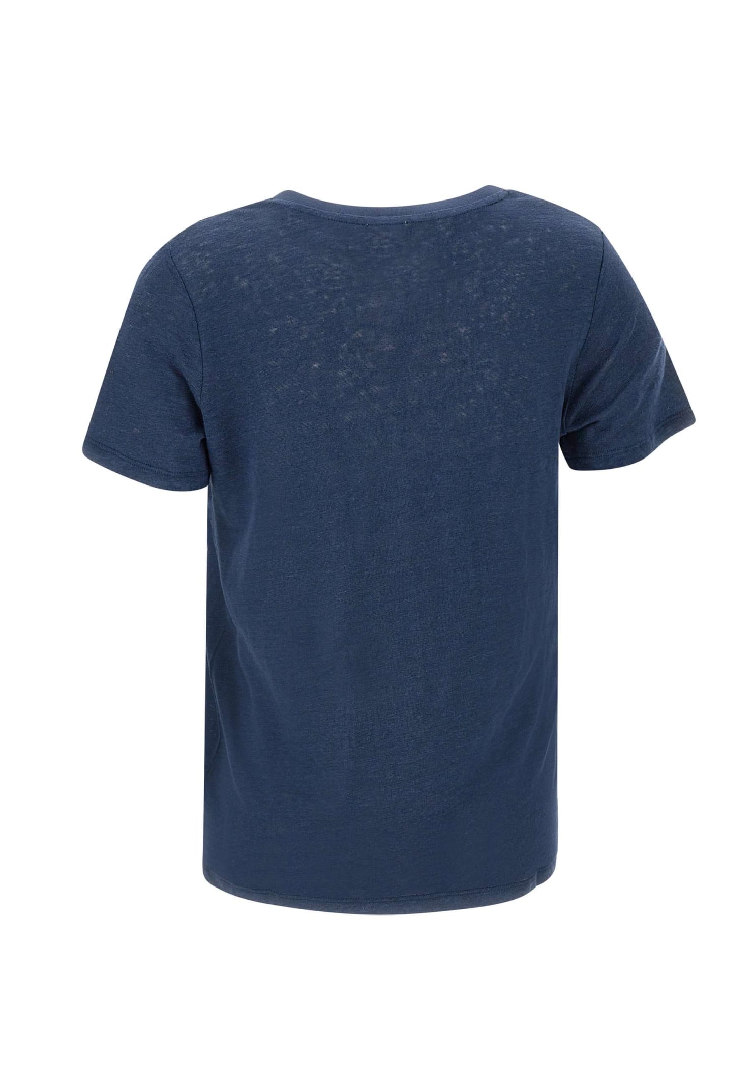 Shop Sun 68 V Neck Linen T-shirt In Blue