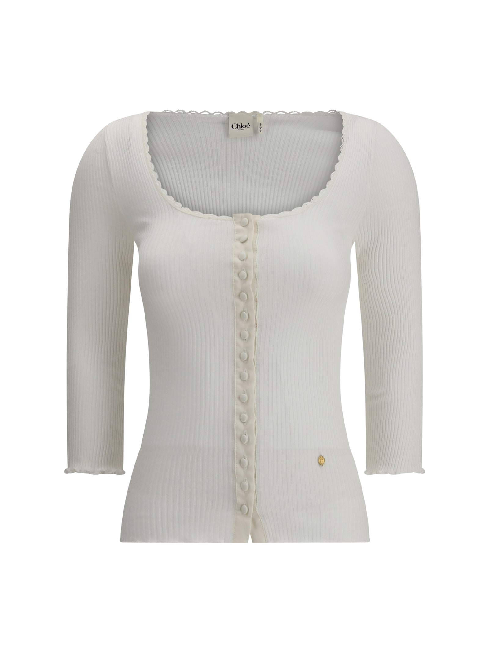 Chloé Women Cotton Cardigan With Button Fastening In Gray