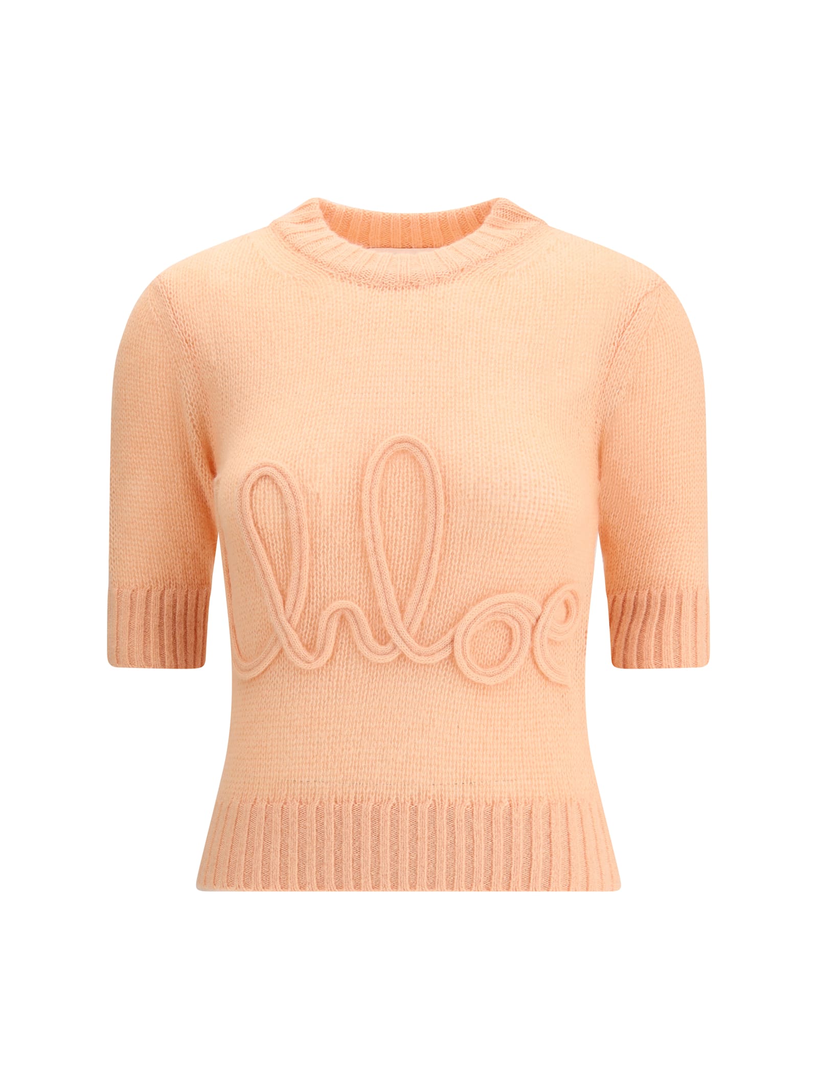 Chloé Logo Wool Sweater In Pink