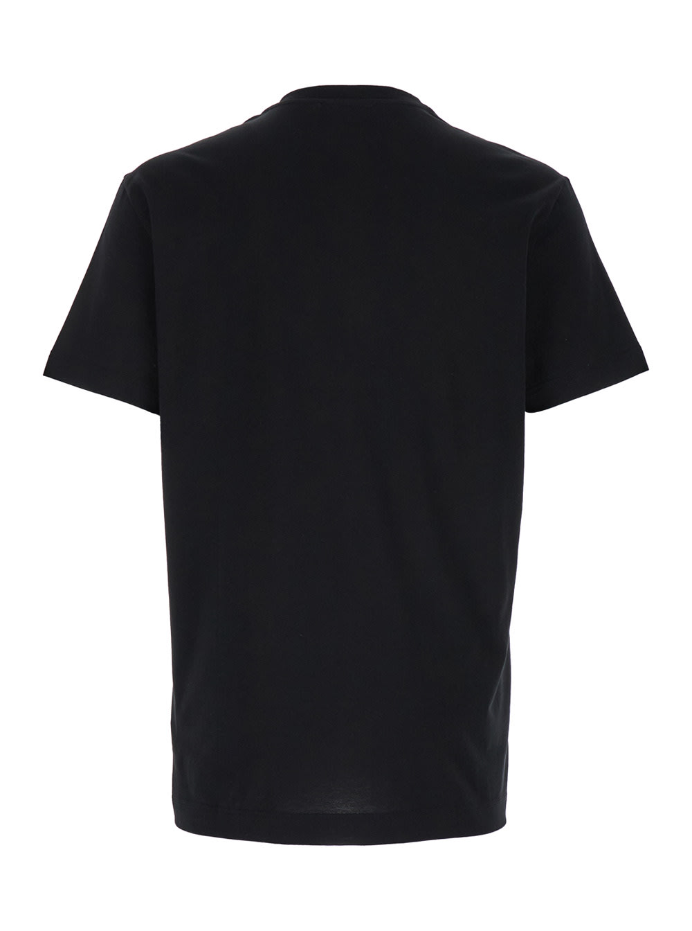 Shop Dolce & Gabbana Black Crewneck T-shirt With Signature Logo In Cotton Man