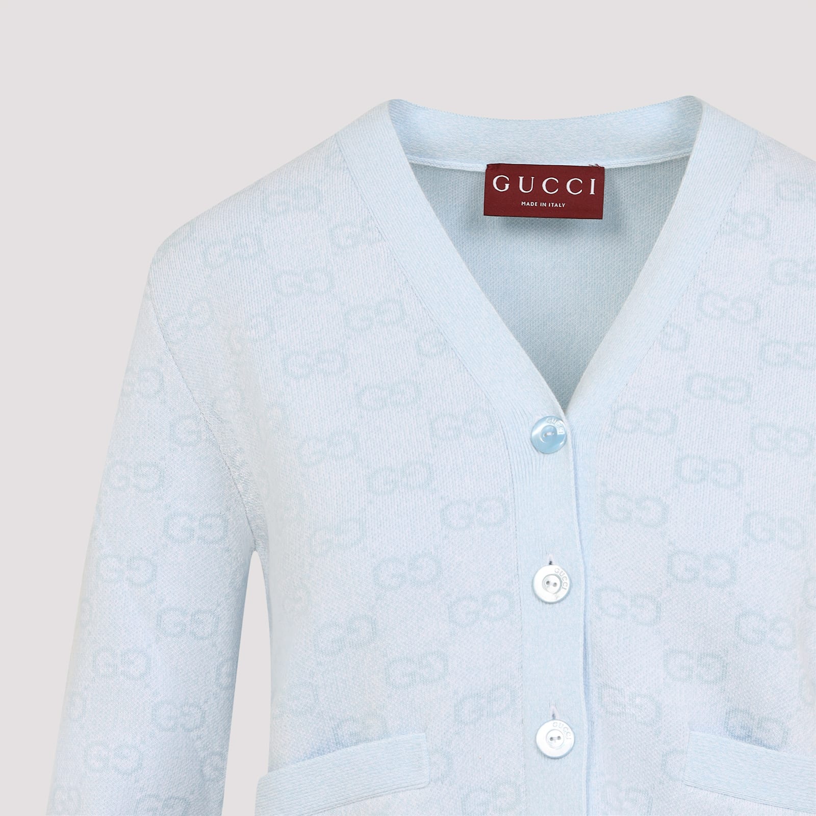 Gucci Fine Cotton Gg Jacquard Cardigan