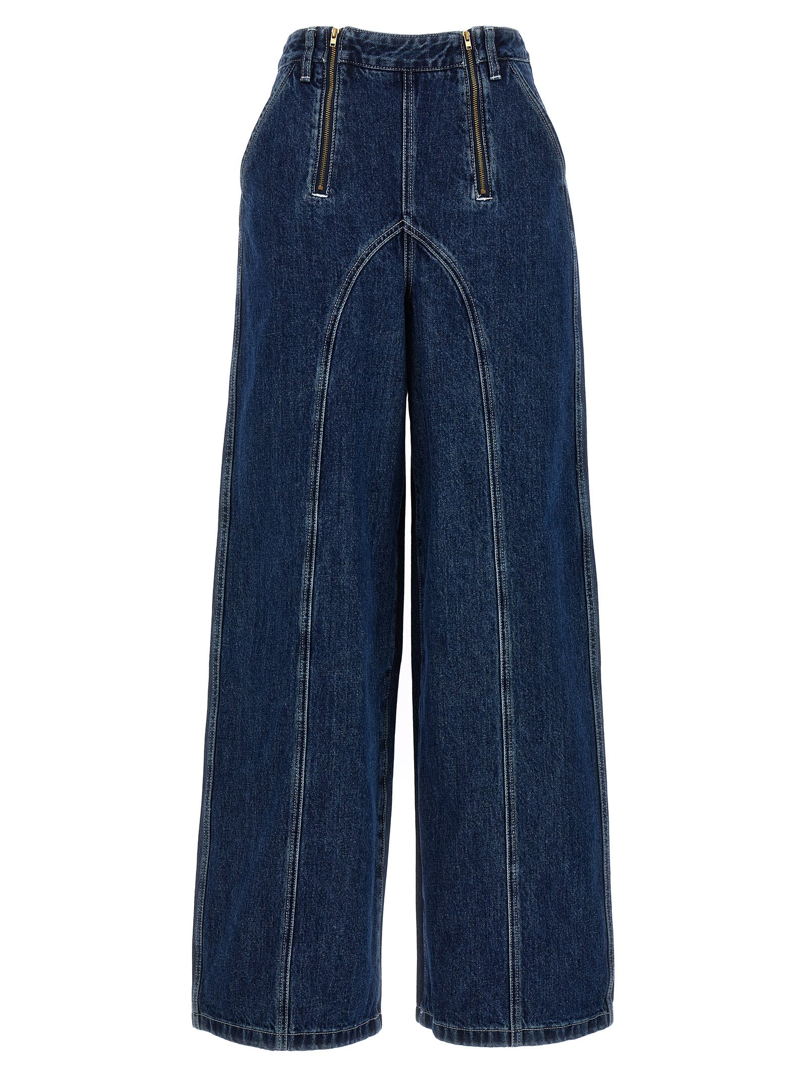 wide Leg Stitch Detail Jeans