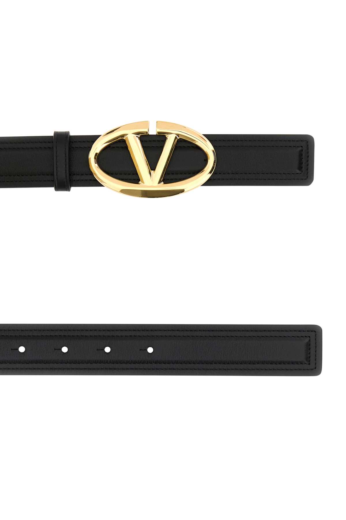 Shop Valentino Black Leather Reversible Belt In Neronaturaletan