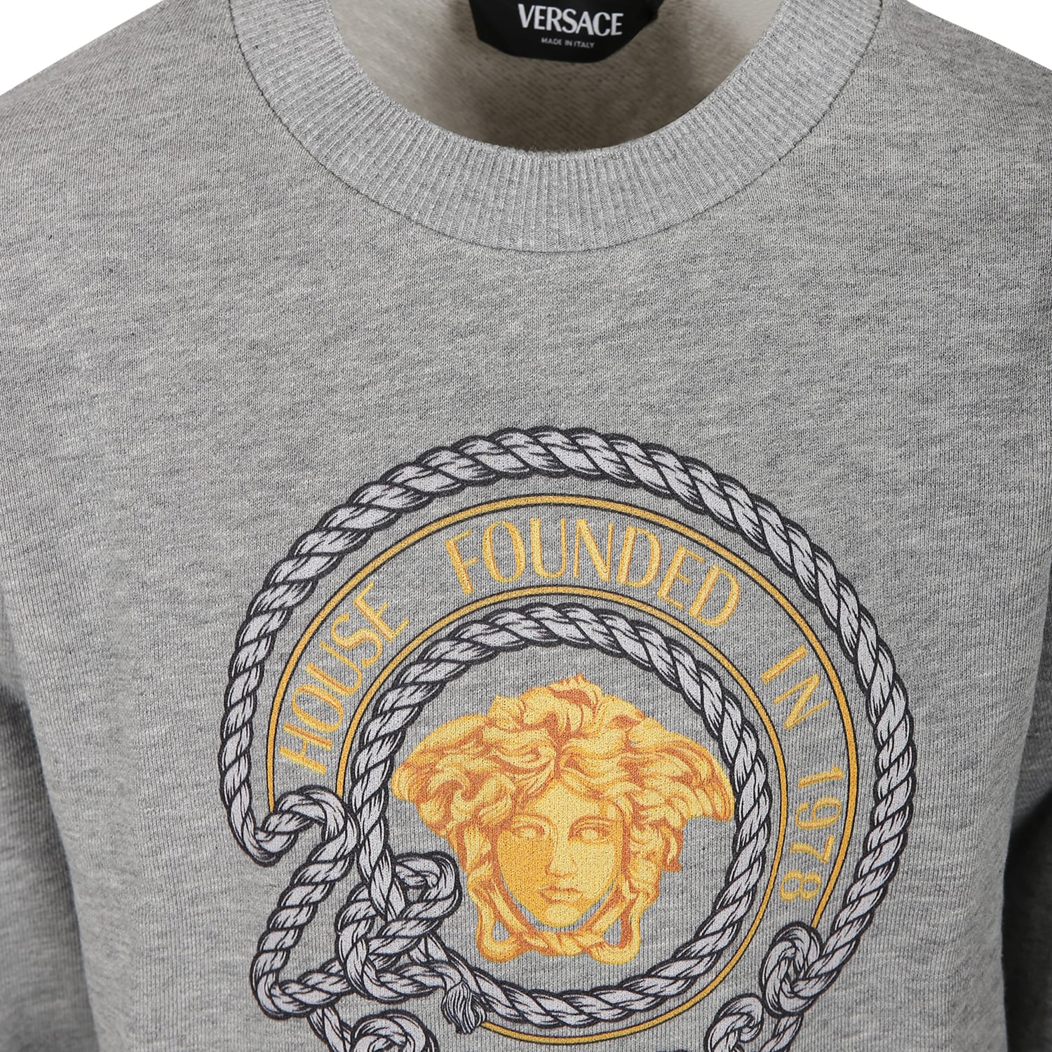 Shop Versace Gray Sweatshirt For Boy With Medusa In Grey