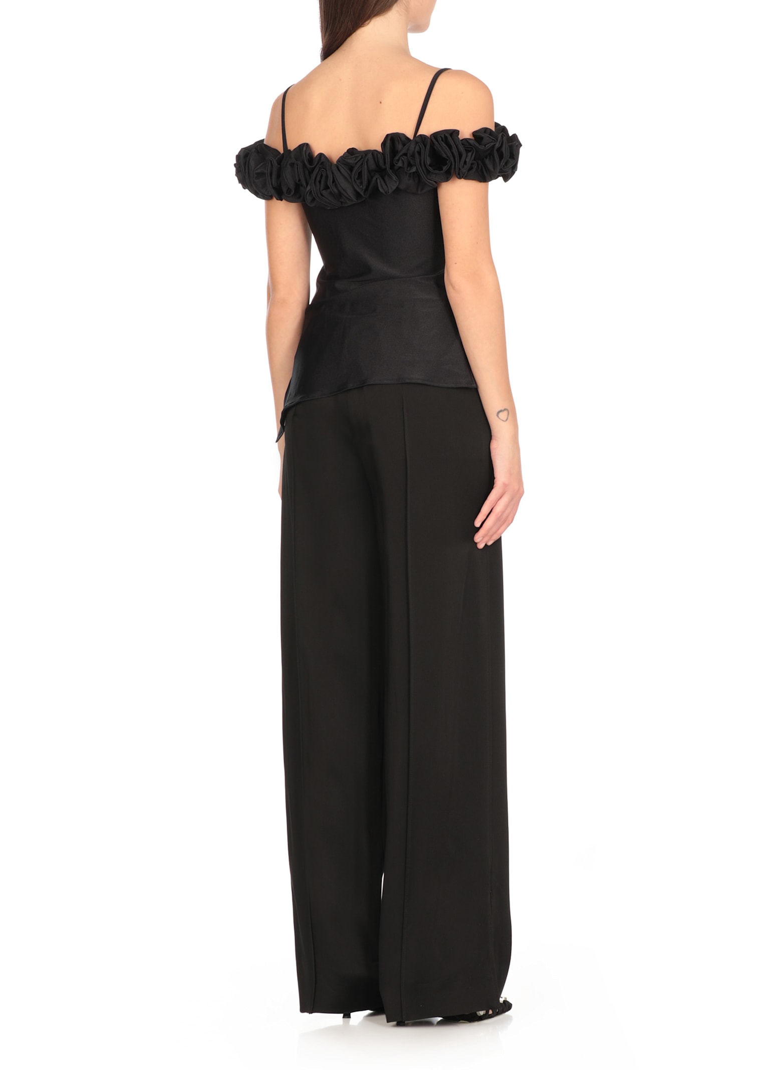 Coperni Stretch Jersey Top With Ruffles In Black