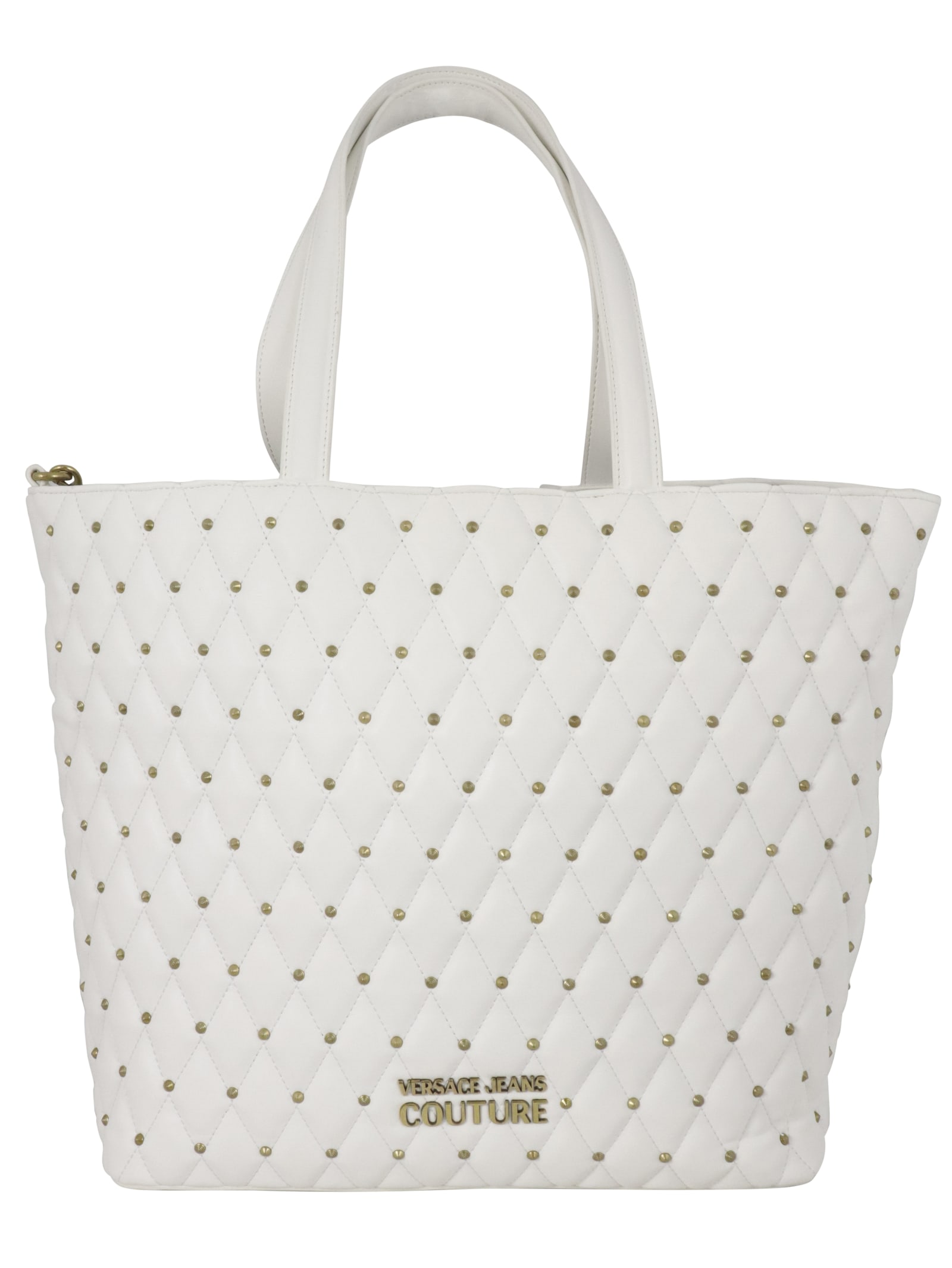 Versace Jeans Couture Quilted Nappa Pu Hobo Bag In White