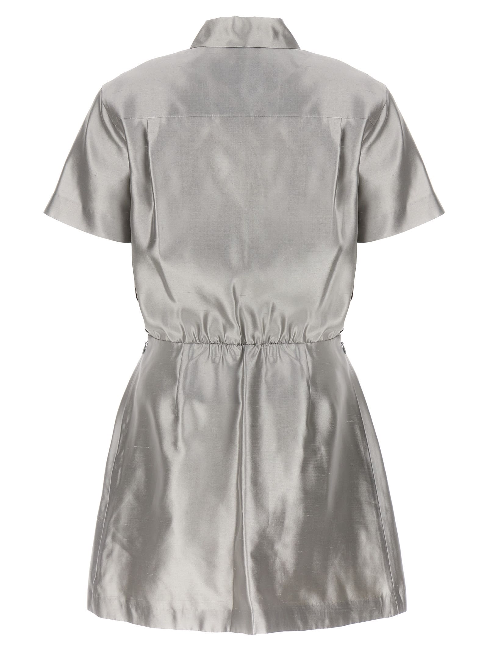 Shop Theory Silk Mini Dress In Gray