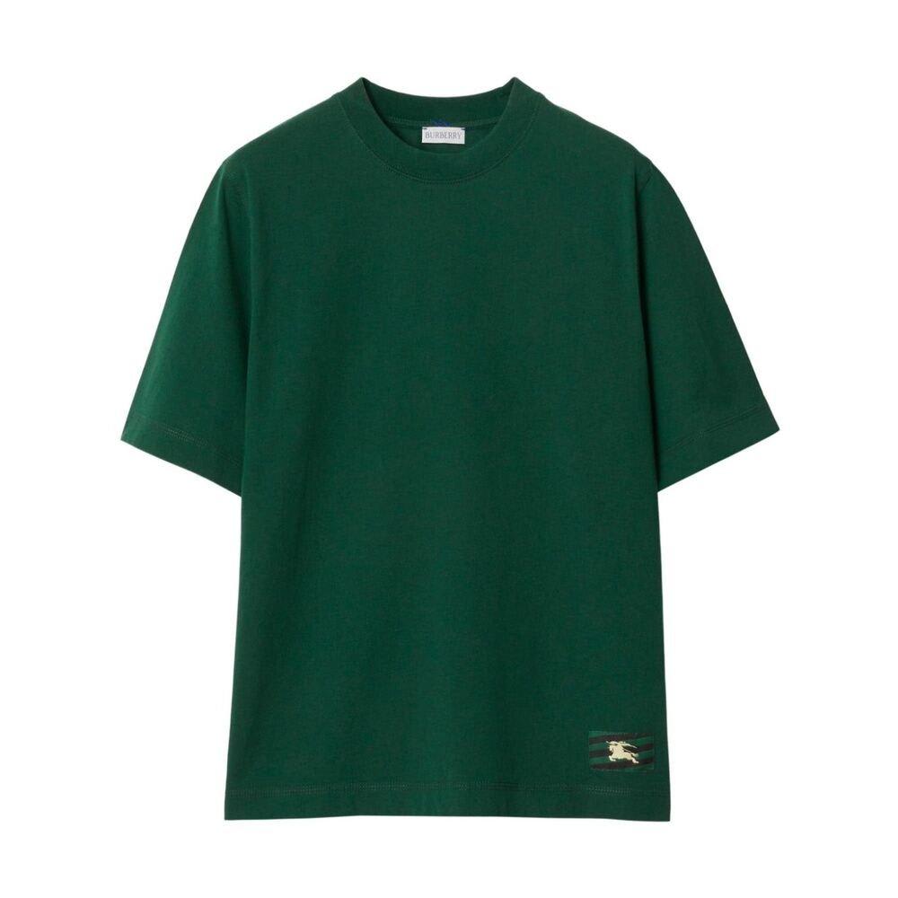 Shop Burberry Logo Patch Crewneck T-shirt In Green
