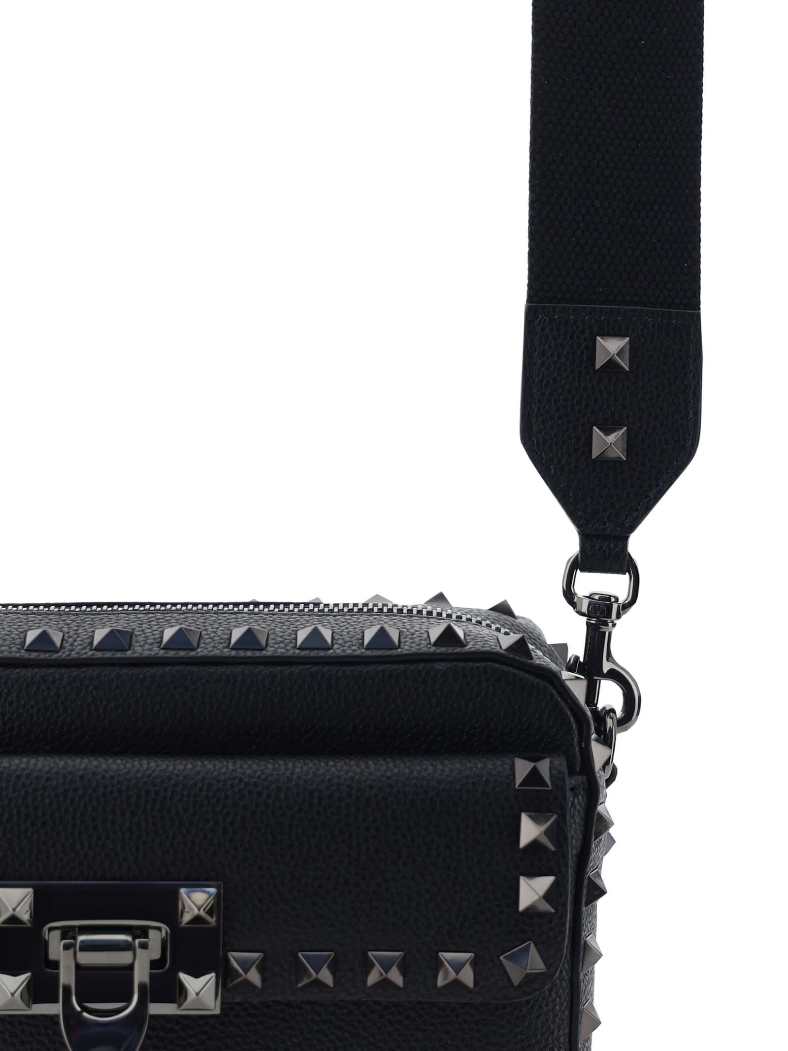 Shop Valentino Garavani Rockstud Shoulder Bag In Black