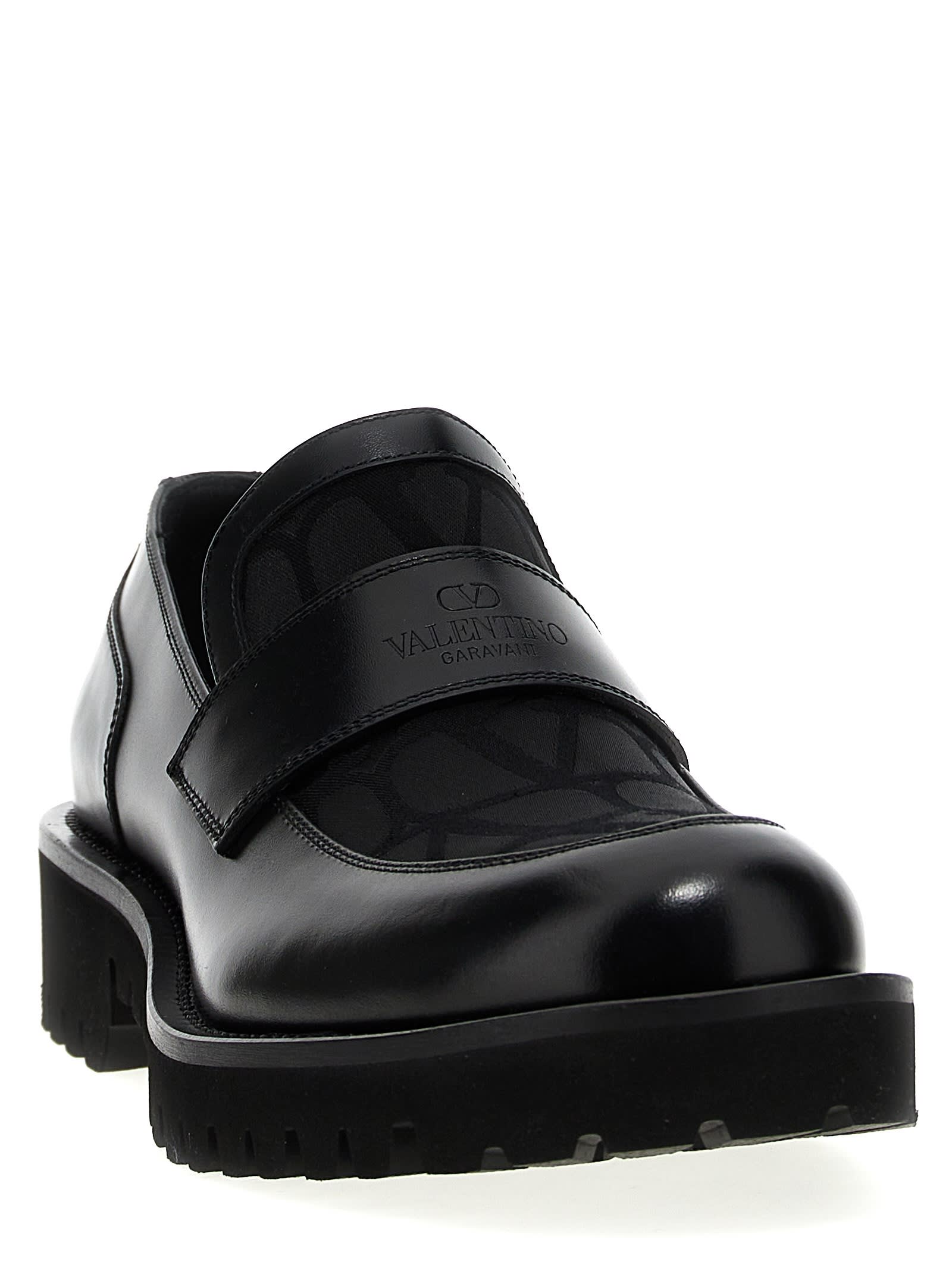 Shop Valentino Garavani Toile Iconographe Loafers In Black