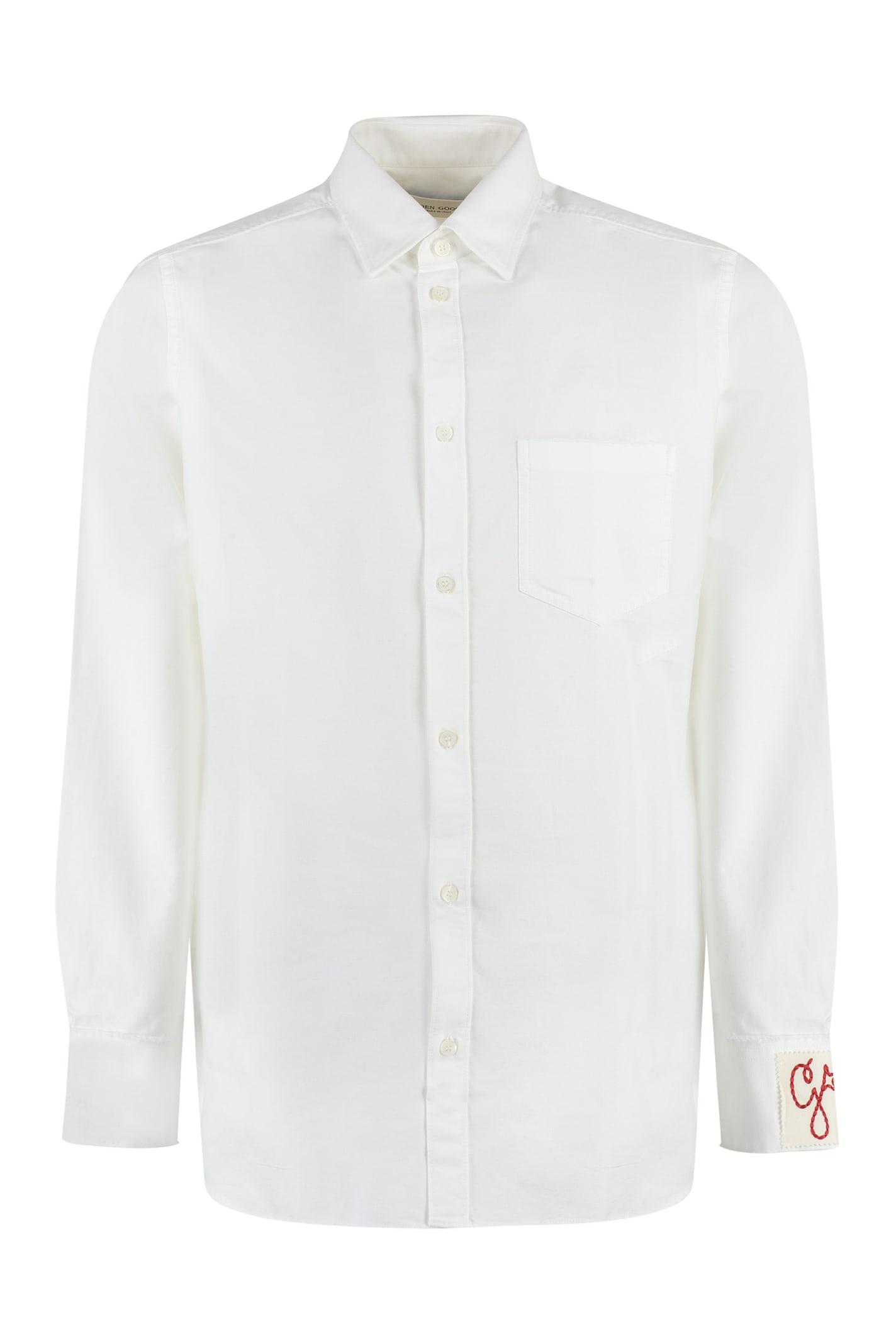 Shop Golden Goose Long Sleeve Cotton Shirt In White