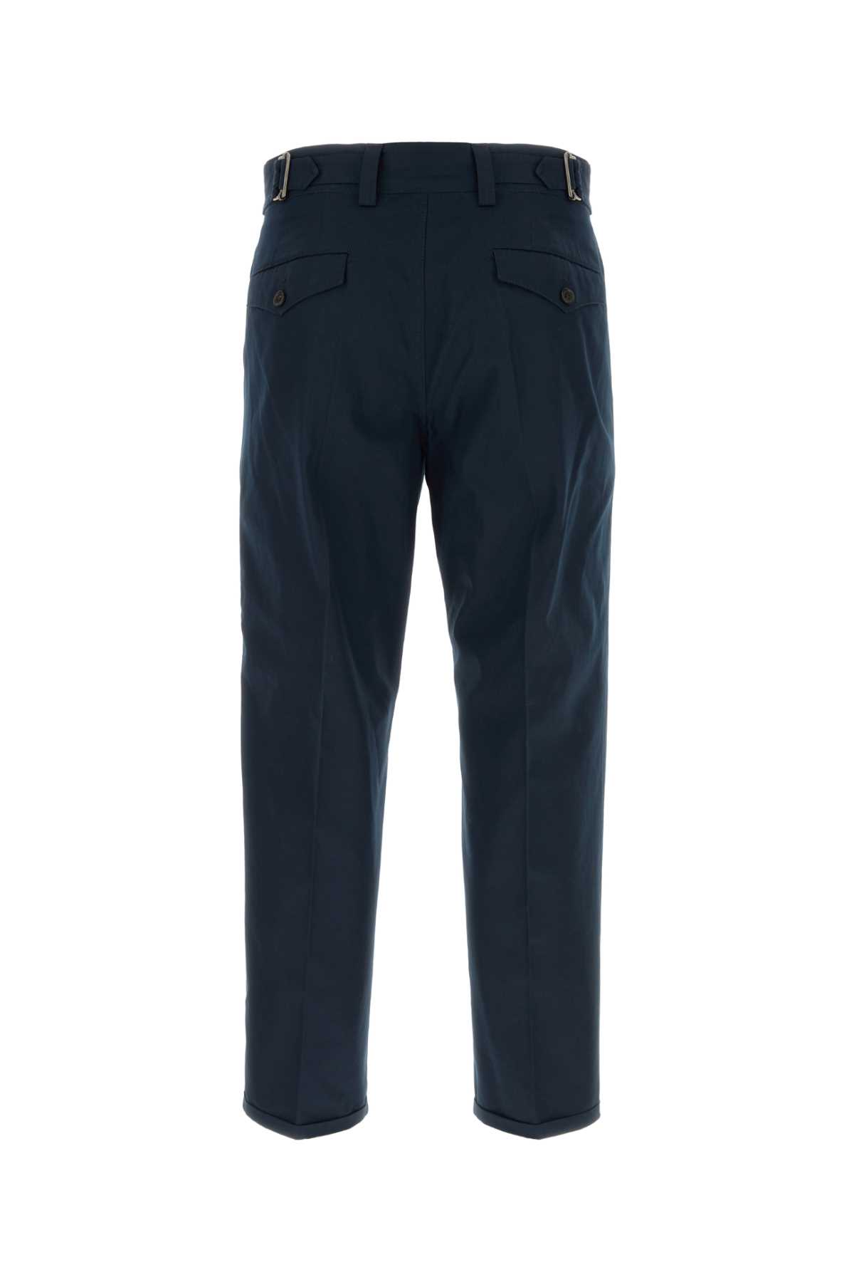 Shop Pt01 Navy Blue Cotton Pant In Bluscuro