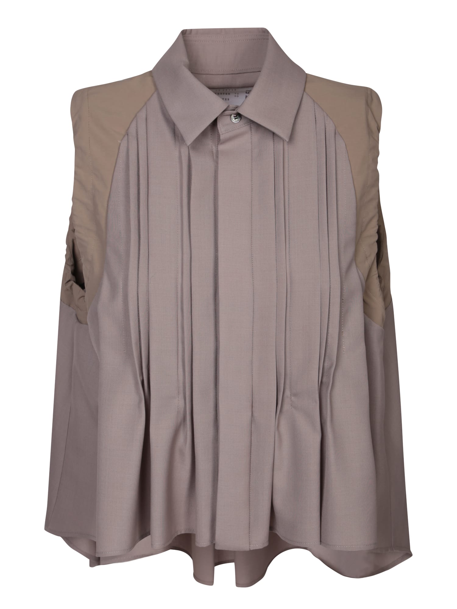 Shop Sacai Suiting Mix Beige Shirt