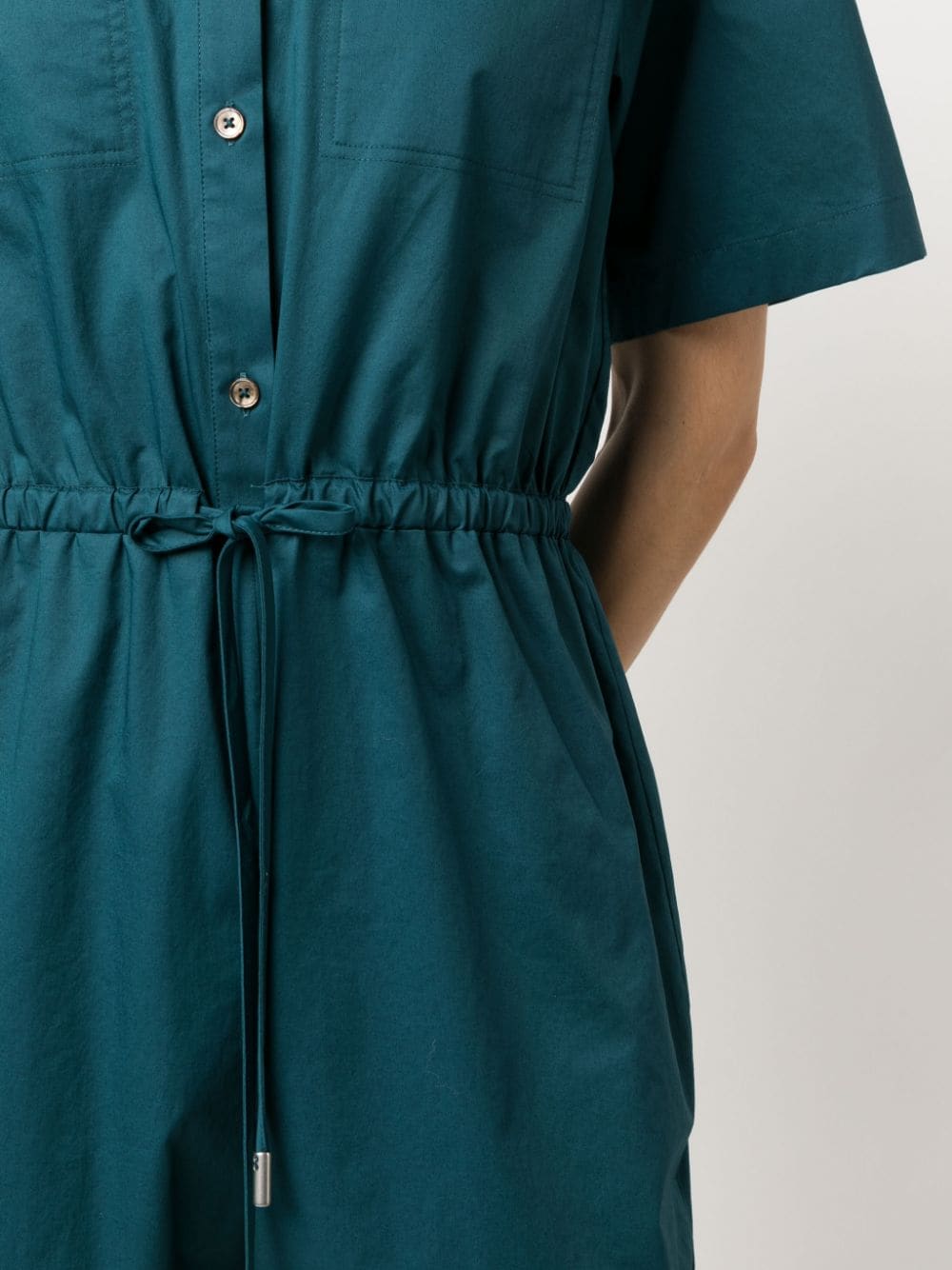 Paul Smith Short Sleeve Cotton Playsuit With Drawstring Waist In Blue