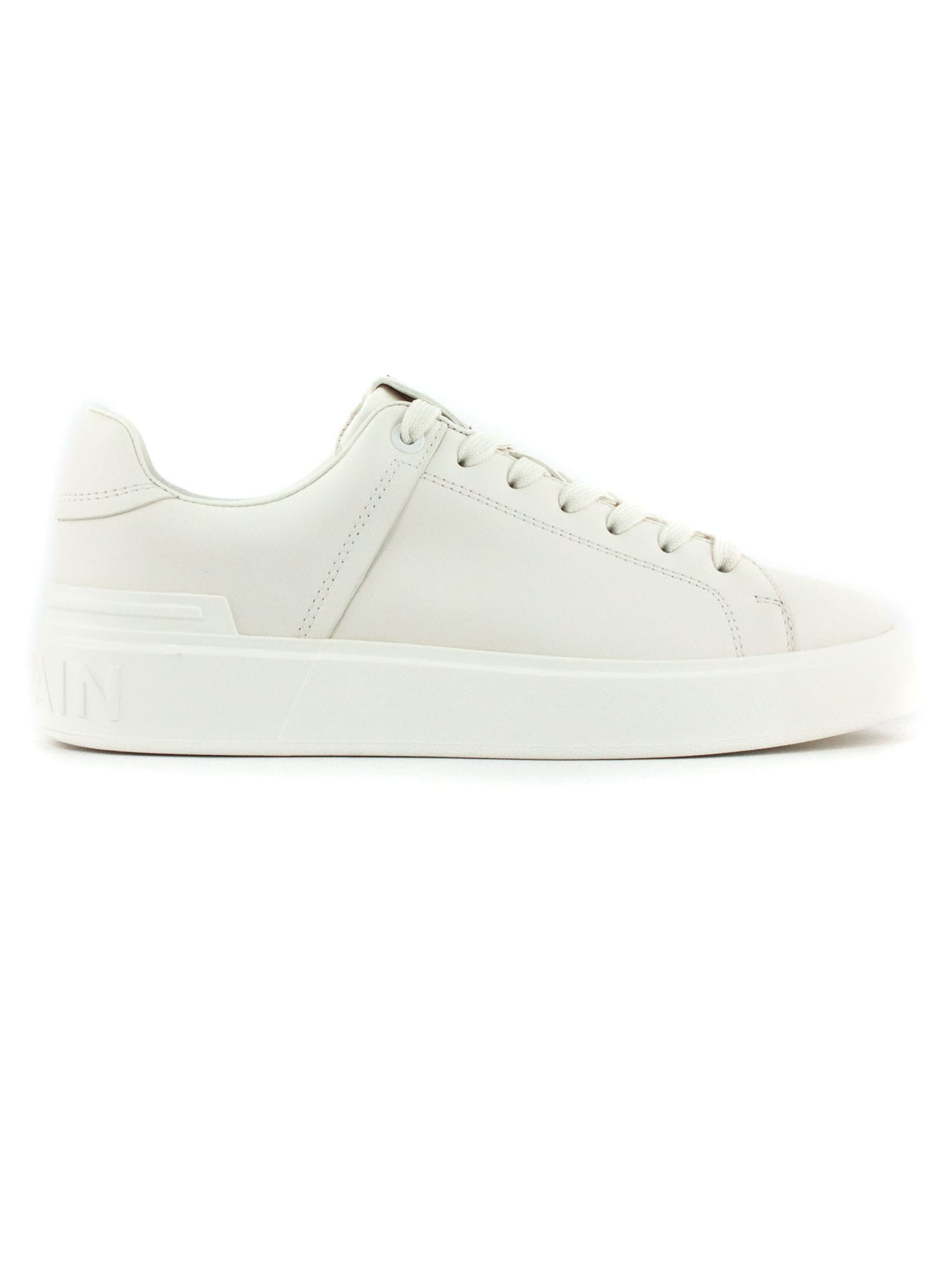 Balmain White Calfskin Leather Sneakers