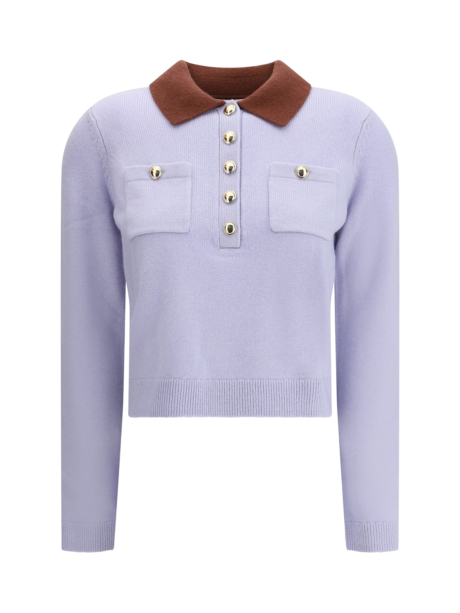 Self-portrait Contrast Collar Sweater In Blue