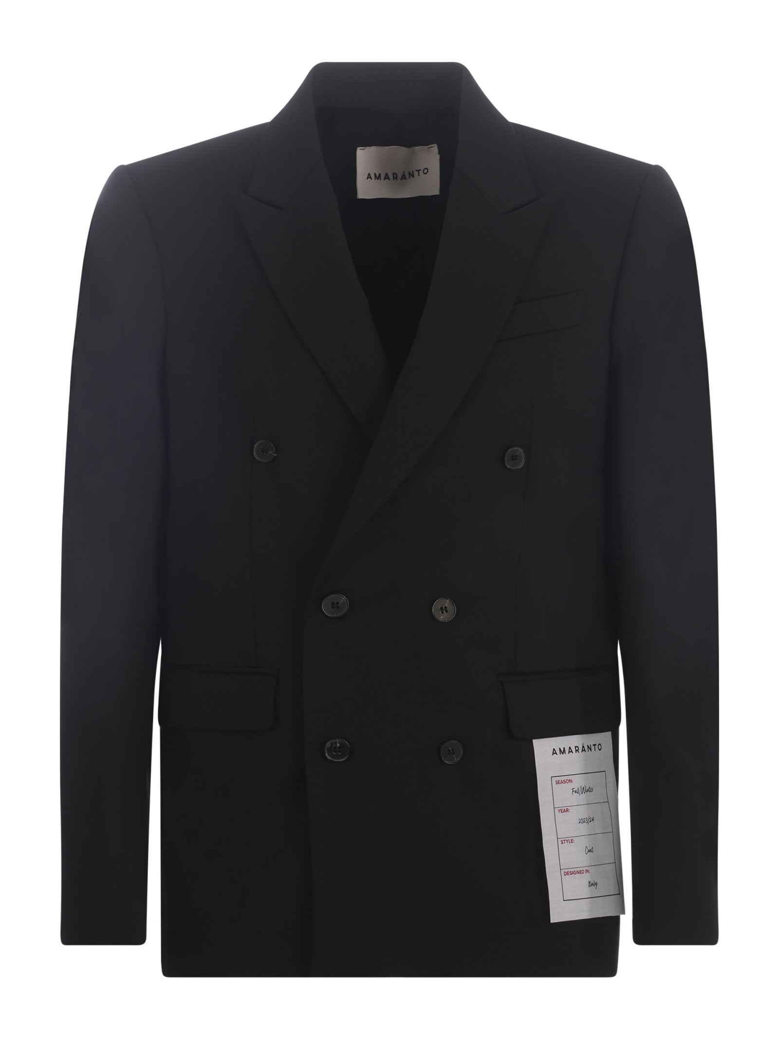 Double-breasted Jacket Amaranto In Wool Blend