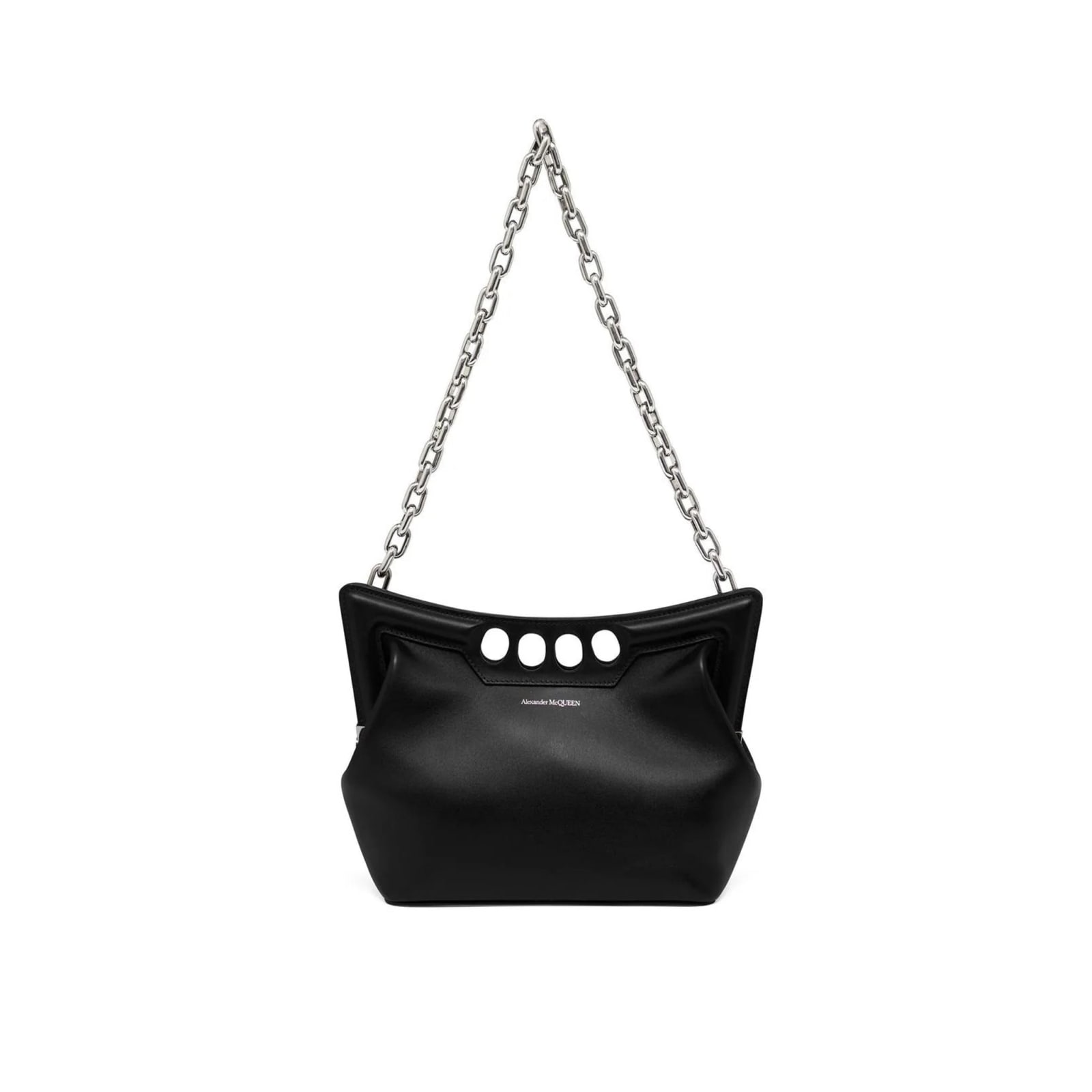 Shop Alexander Mcqueen The Peack Leather Bag In Black
