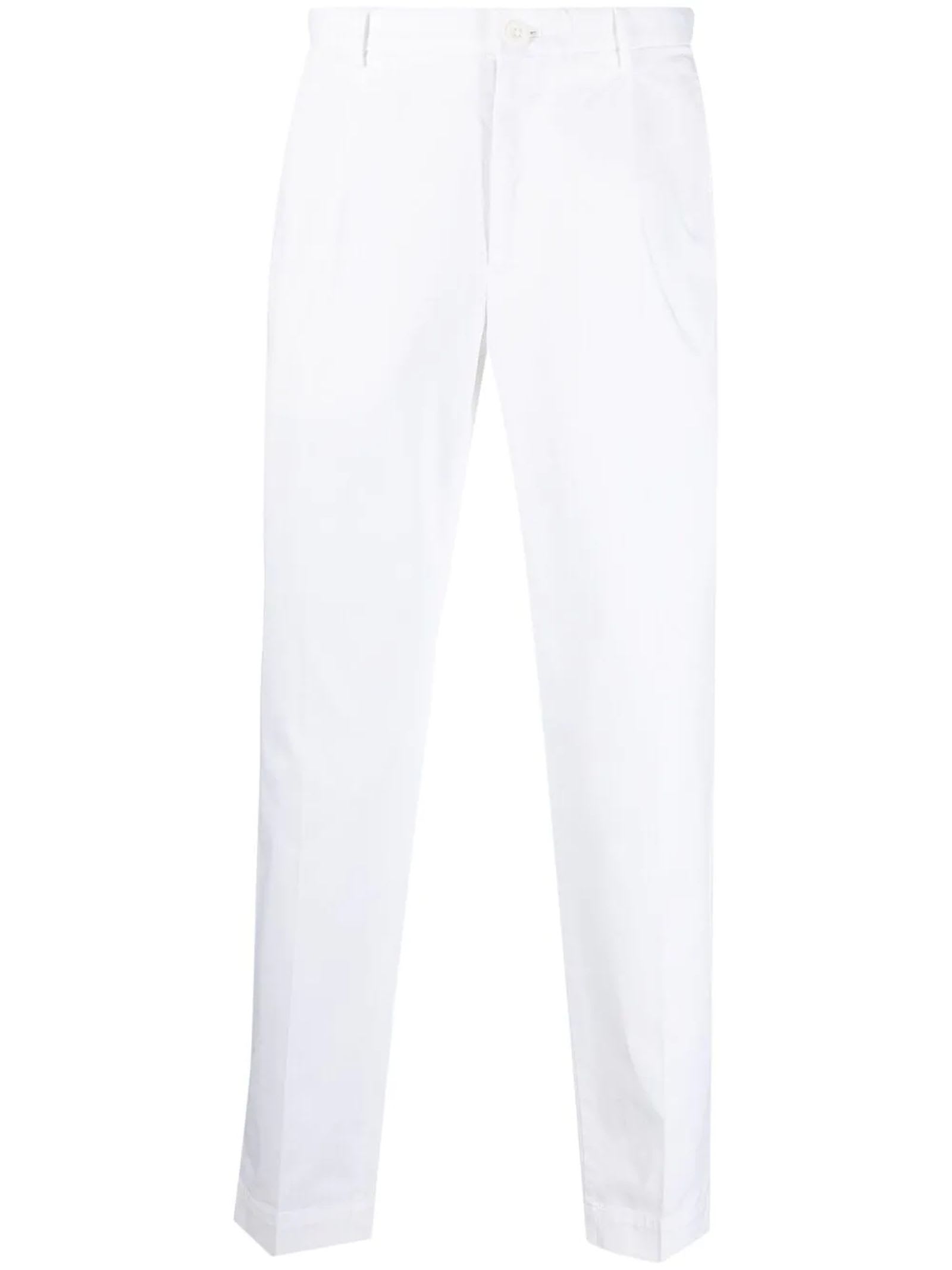 INCOTEX WHITE COTTON TAILORED TROUSERS,ZR541Z9098Y 001