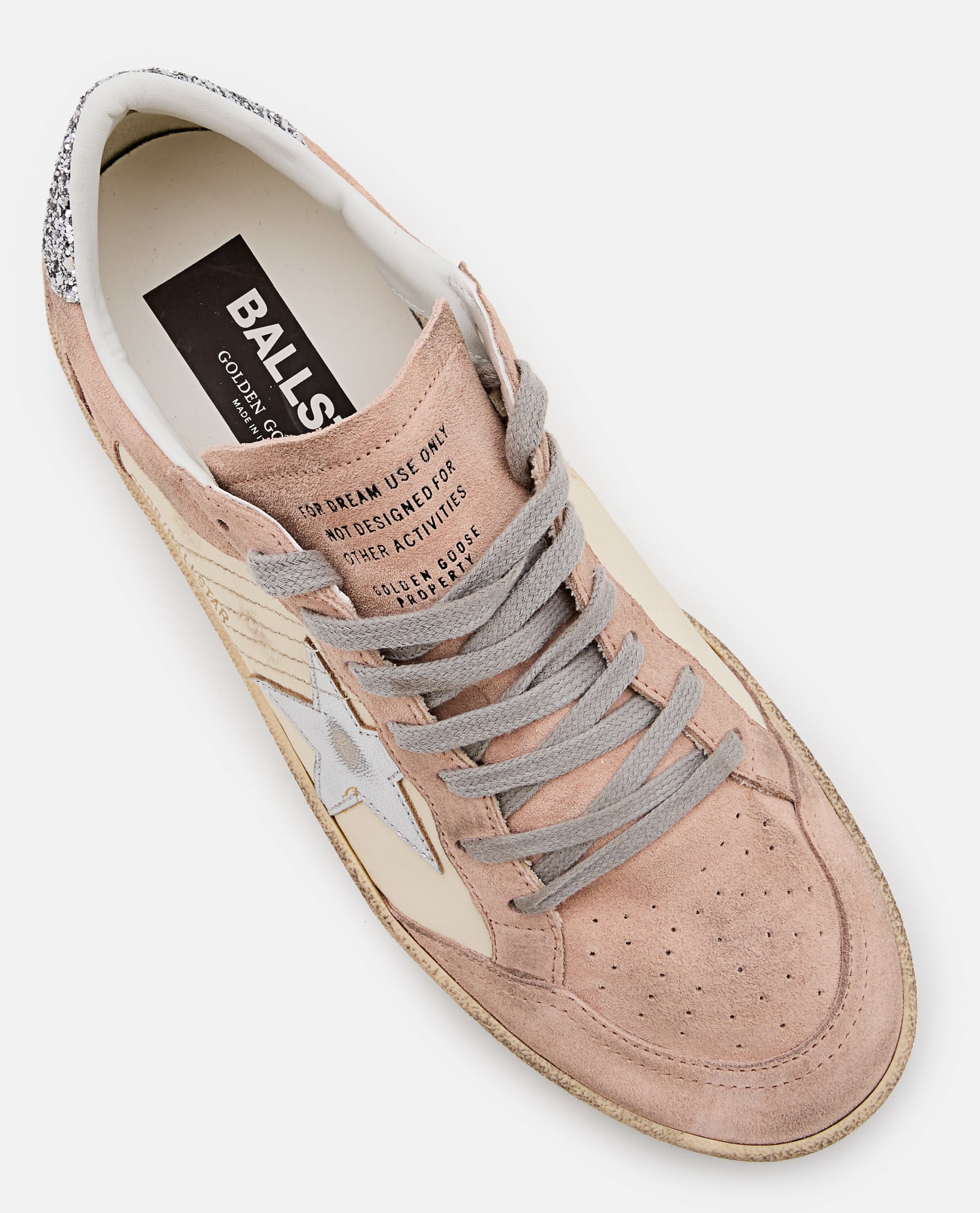 Shop Golden Goose Ballstar Leather Sneakers In Powder