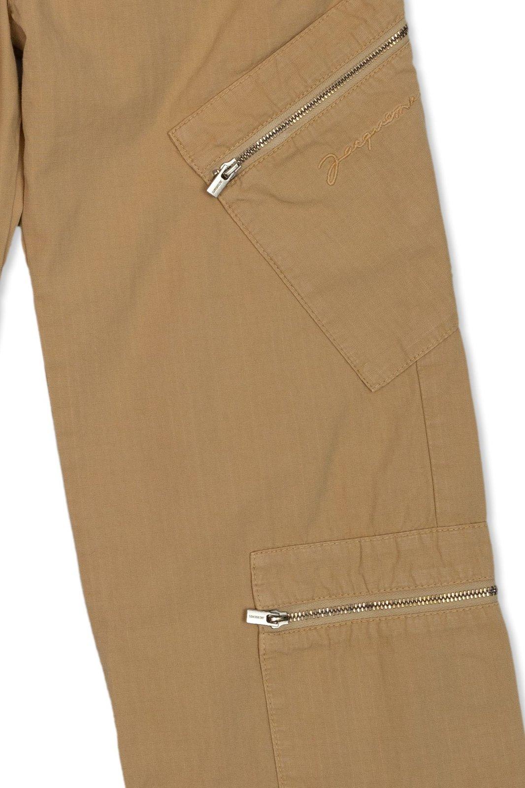 Shop Jacquemus Lenfant Ripstop Texture Straight Leg Trousers In Neutrals