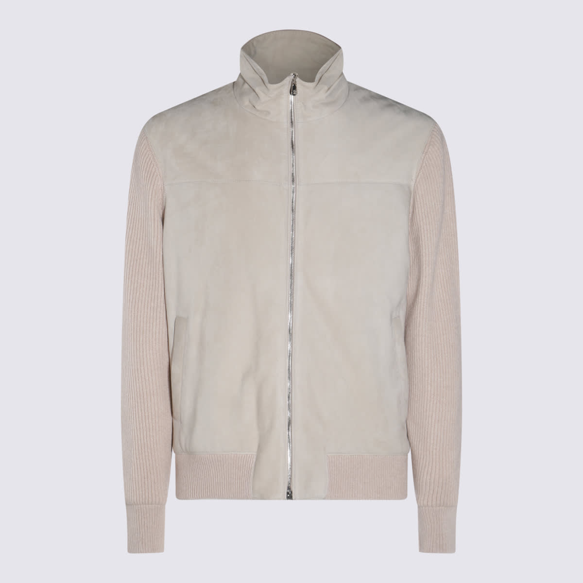 Shop Brunello Cucinelli Beige Leather Jacket