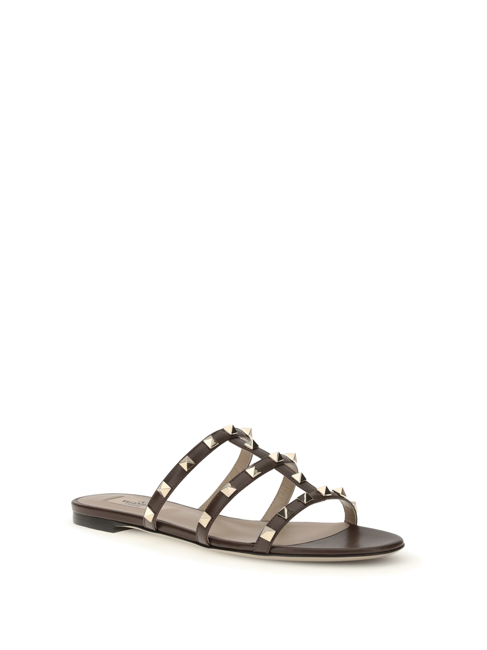 Valentino Strappy Sandals With Flat Sole Design In Brown