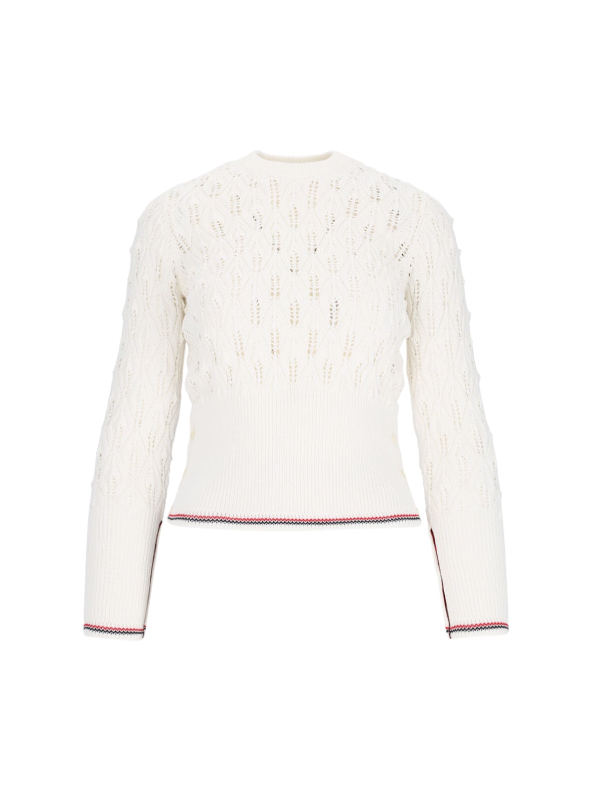 Shop Thom Browne Openwork Sweater In White