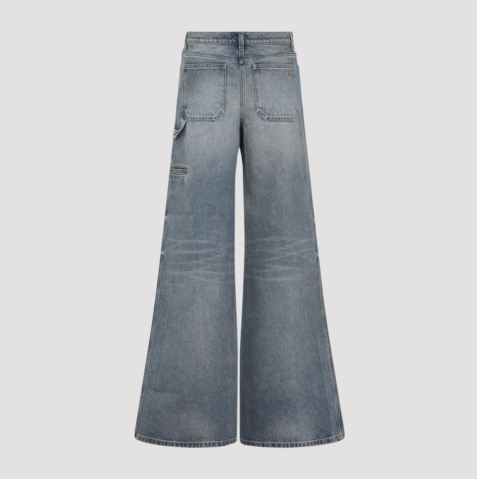 Courrèges Wide-leg Denim Trousers With Belt Loops In Blue