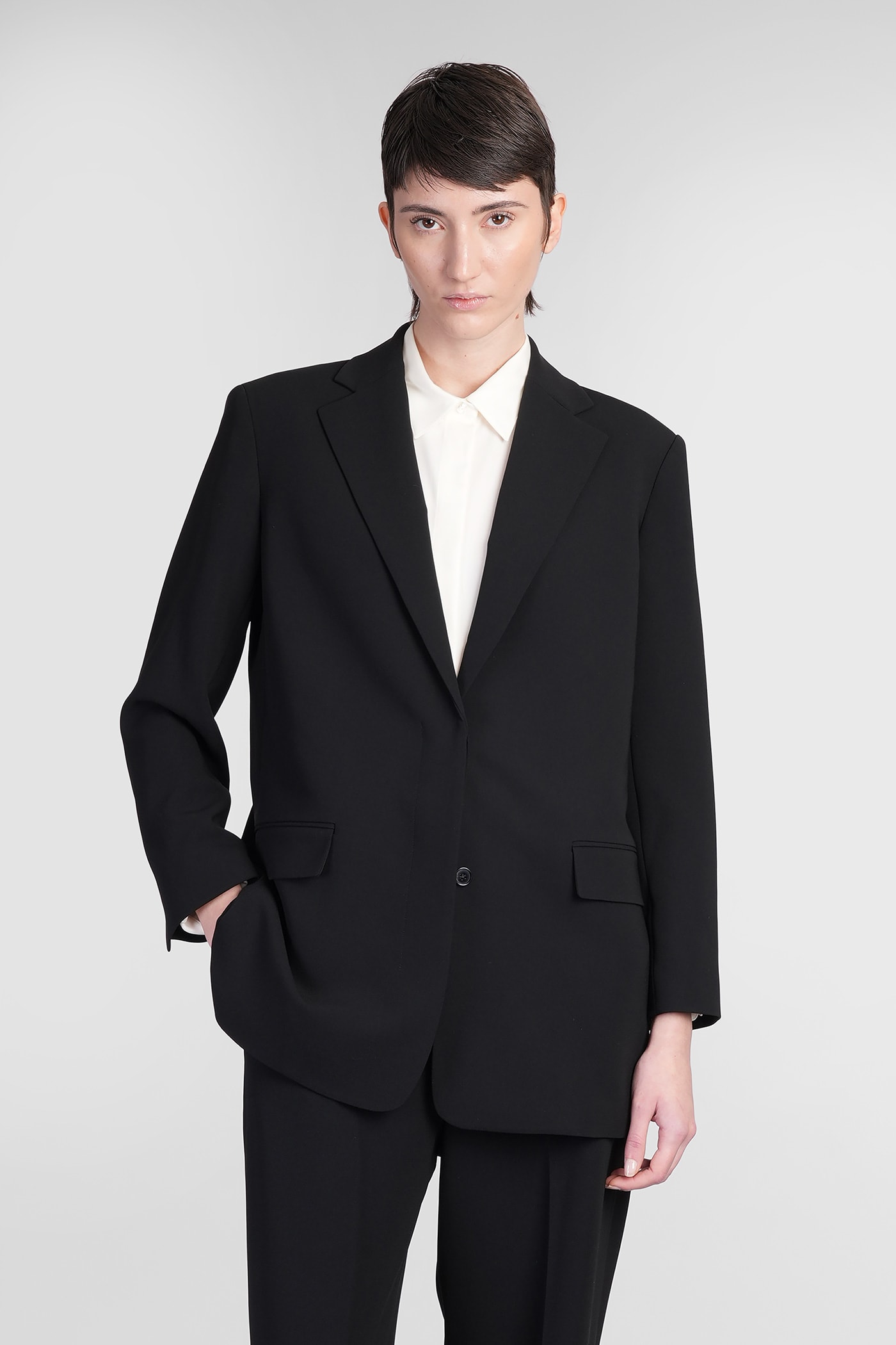 Theory Blazer In Black Triacetate