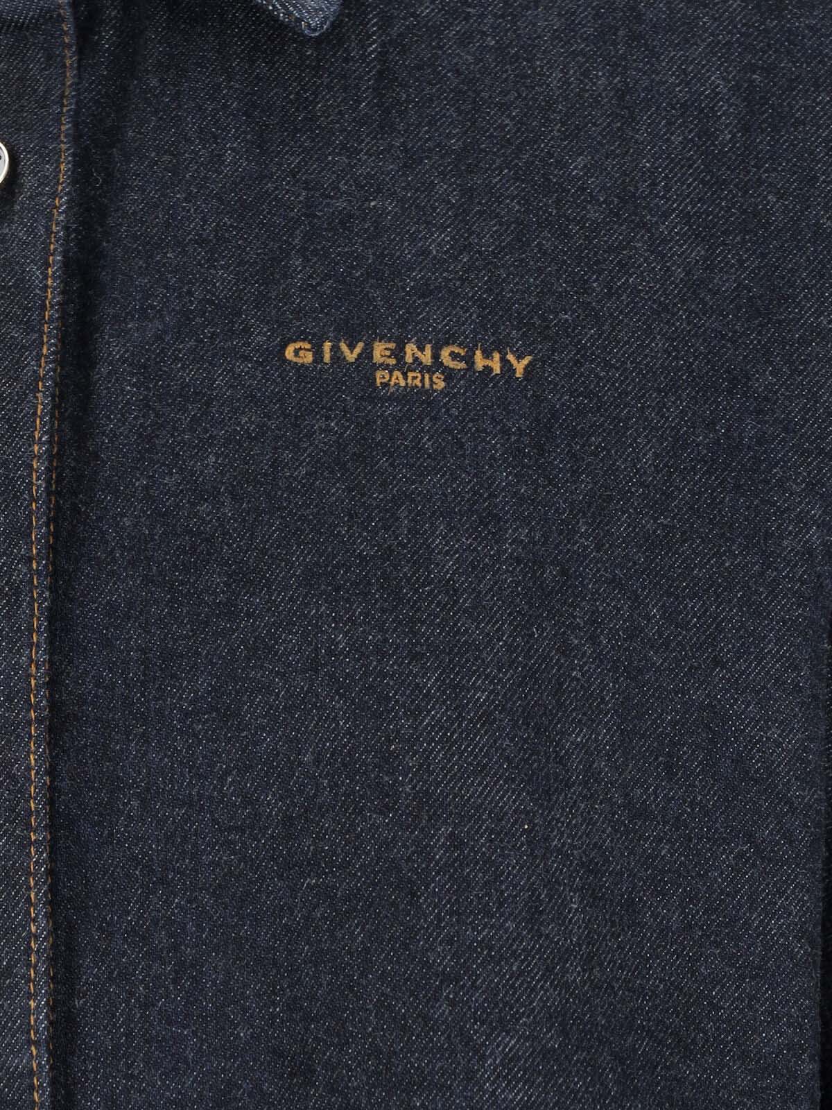 Givenchy Womens Dark Blue Logo-embroidered Longline Denim Overshirt In Blue