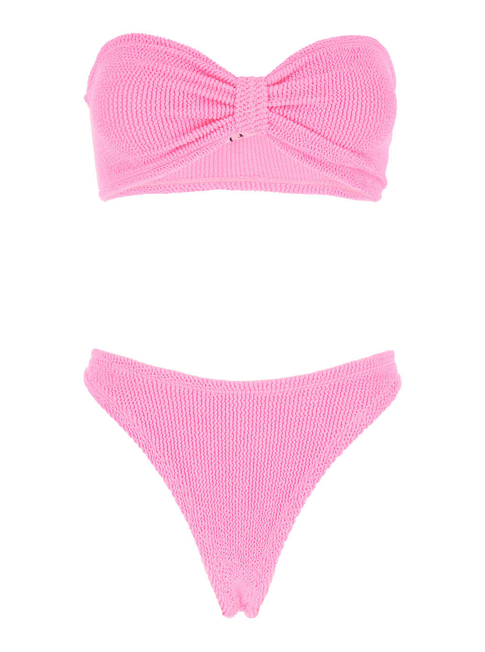 tina Pink Sleeveless Bikini With Rear Ruched Details In Tech Fabric Woman