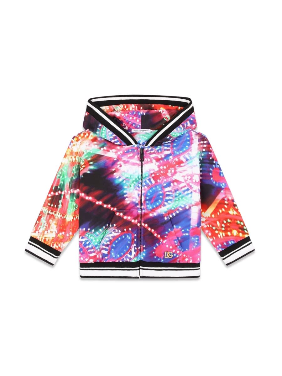 Shop Dolce & Gabbana Zipper Hoodie In Multicolour