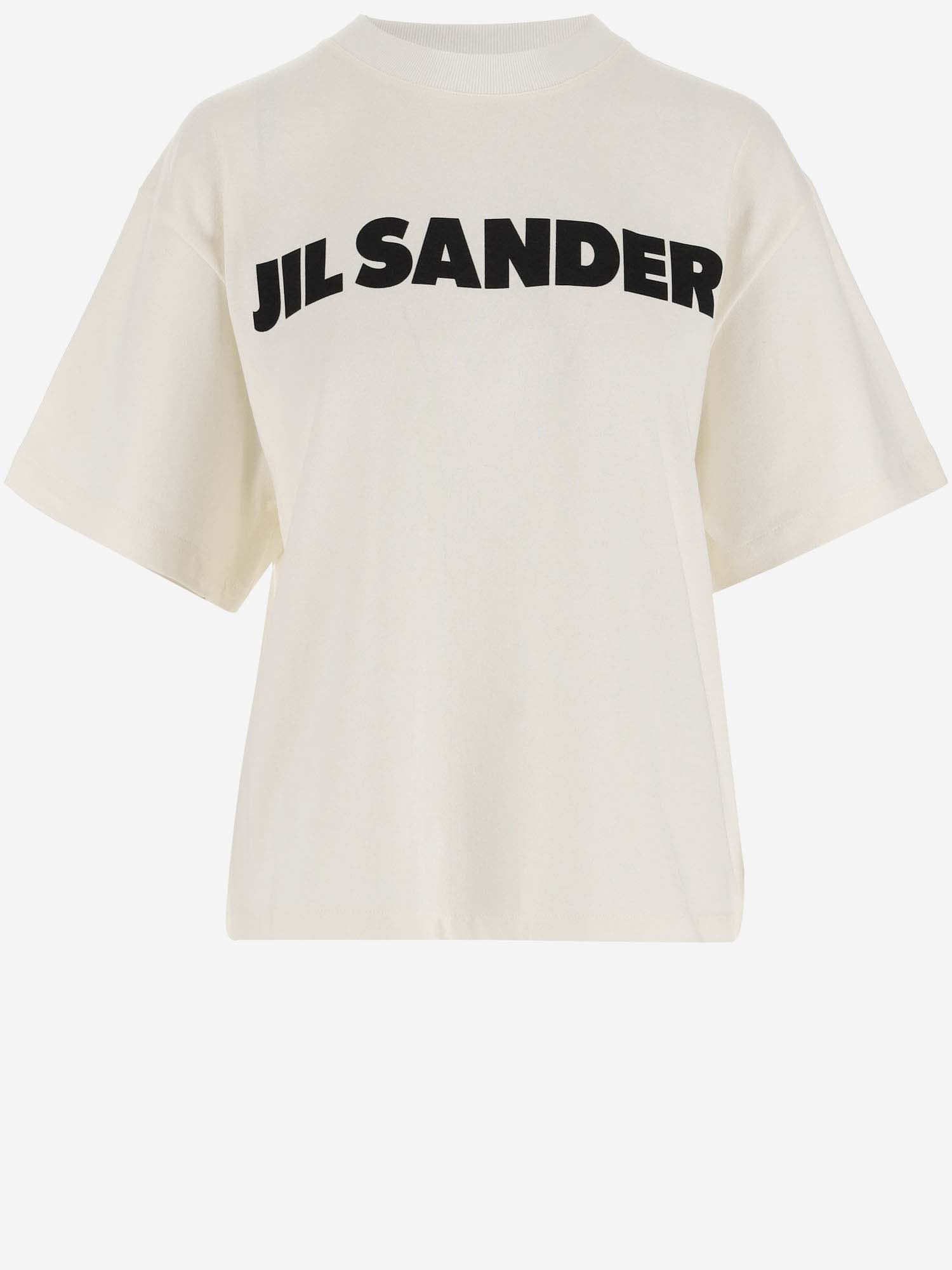 Shop Jil Sander Cotton T-shirt With Logo In Porcelain