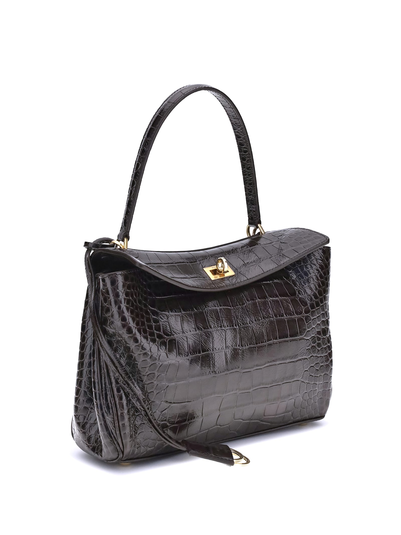 Balenciaga Rodeo Shoulder Bag In Crocodile-print Leather