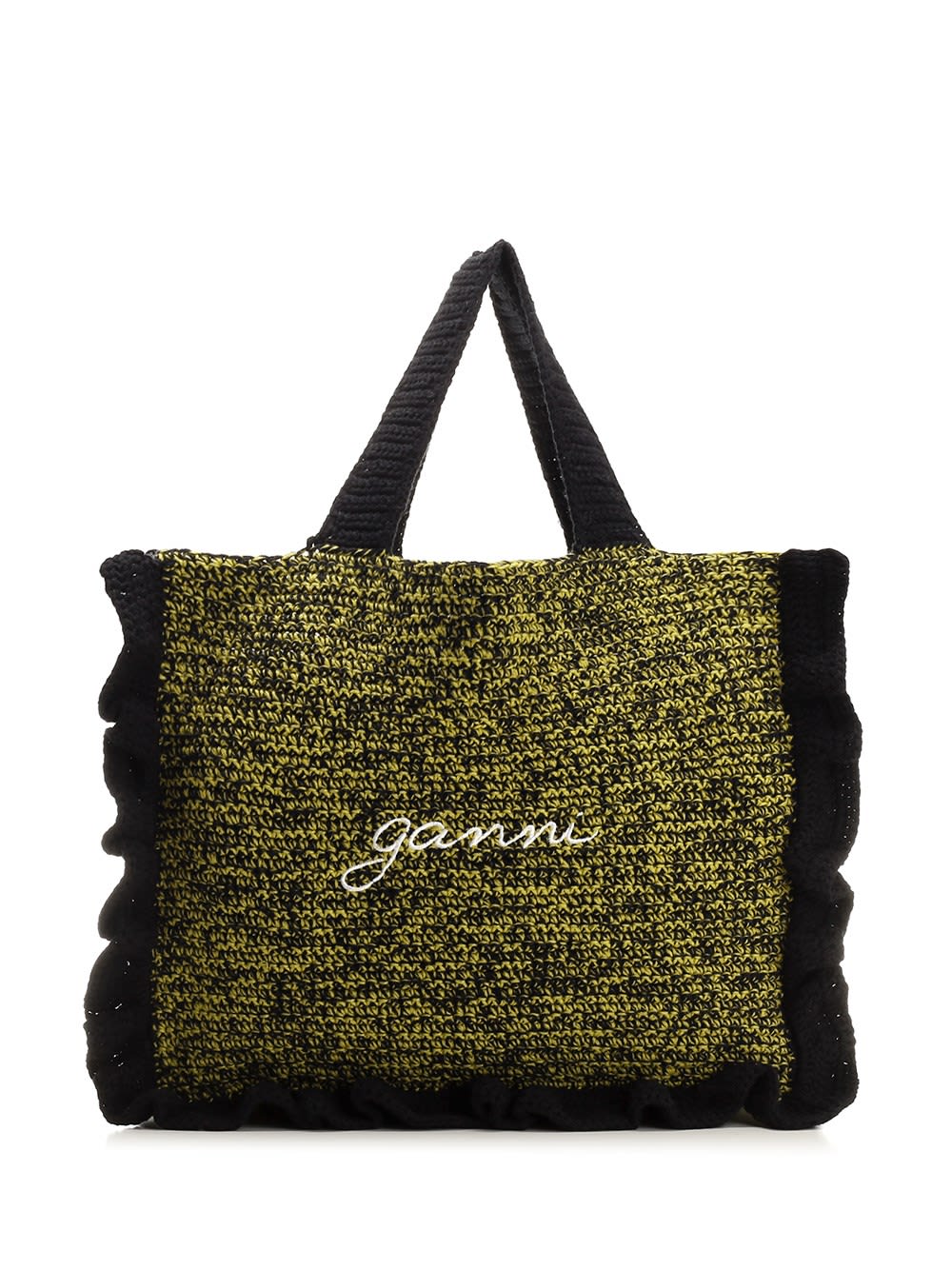 Shop Ganni Egret Tote Bag In Nero
