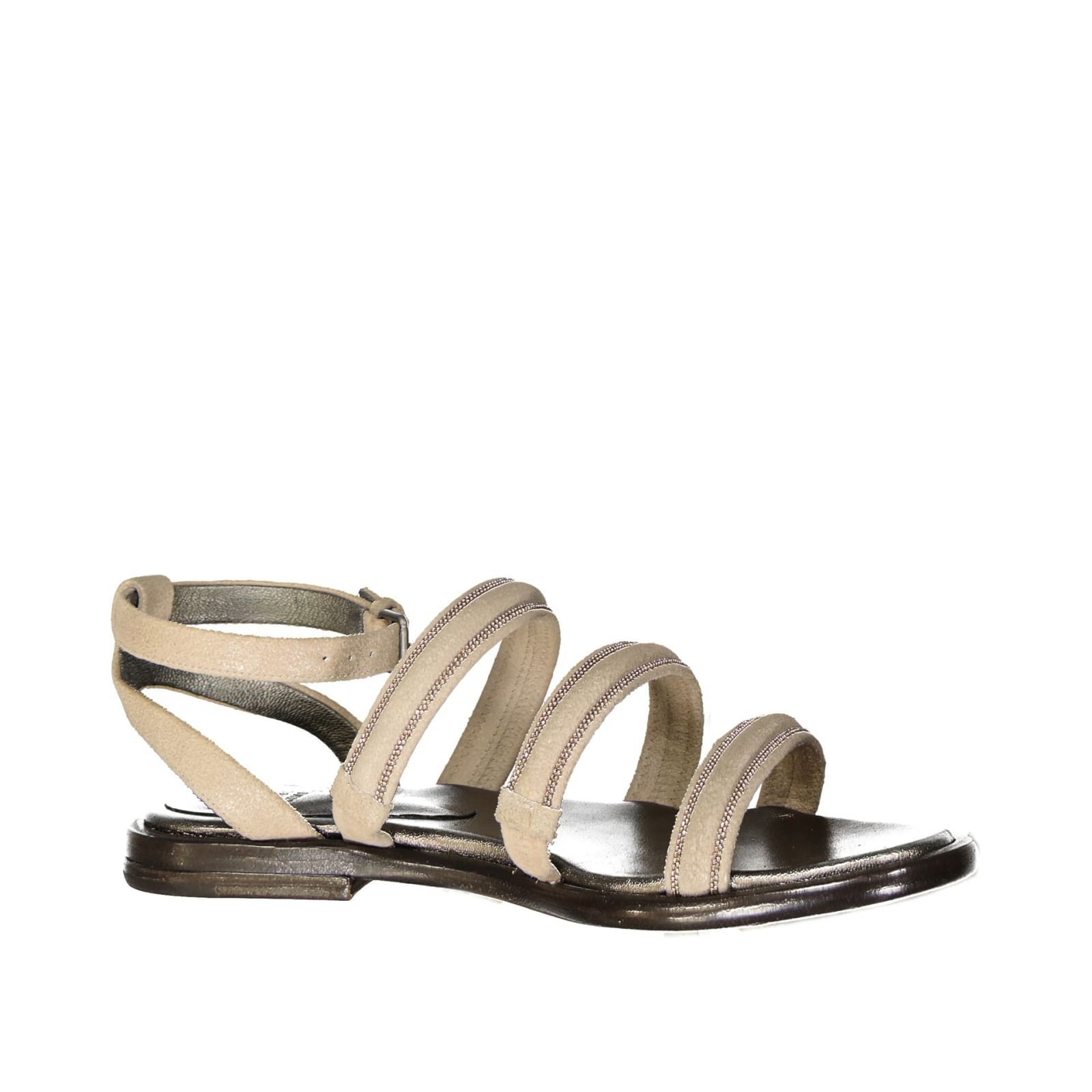 Shop Brunello Cucinelli Leather Sandals In Beige