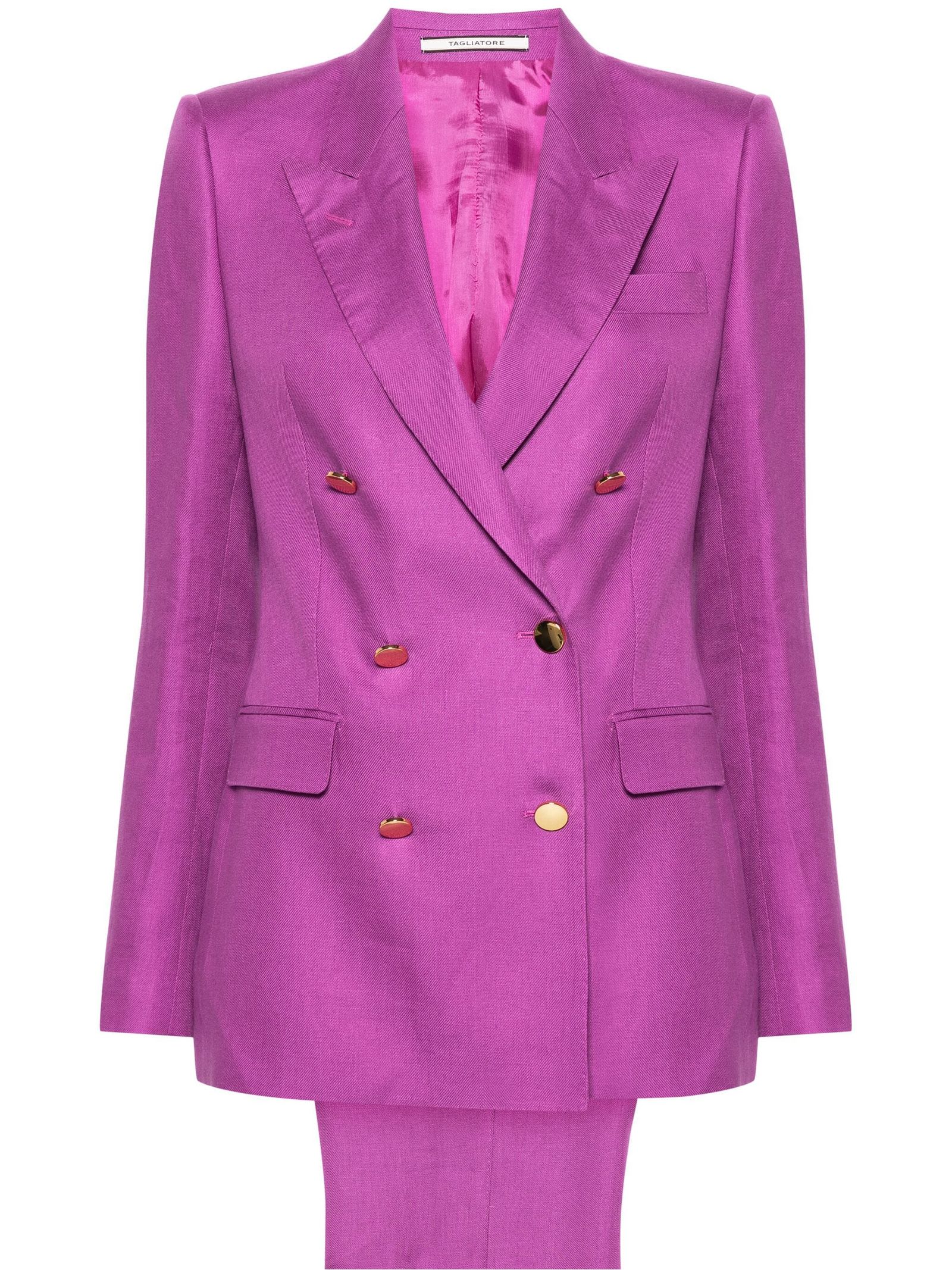 Fuchsia Double-breasted Linen Suit