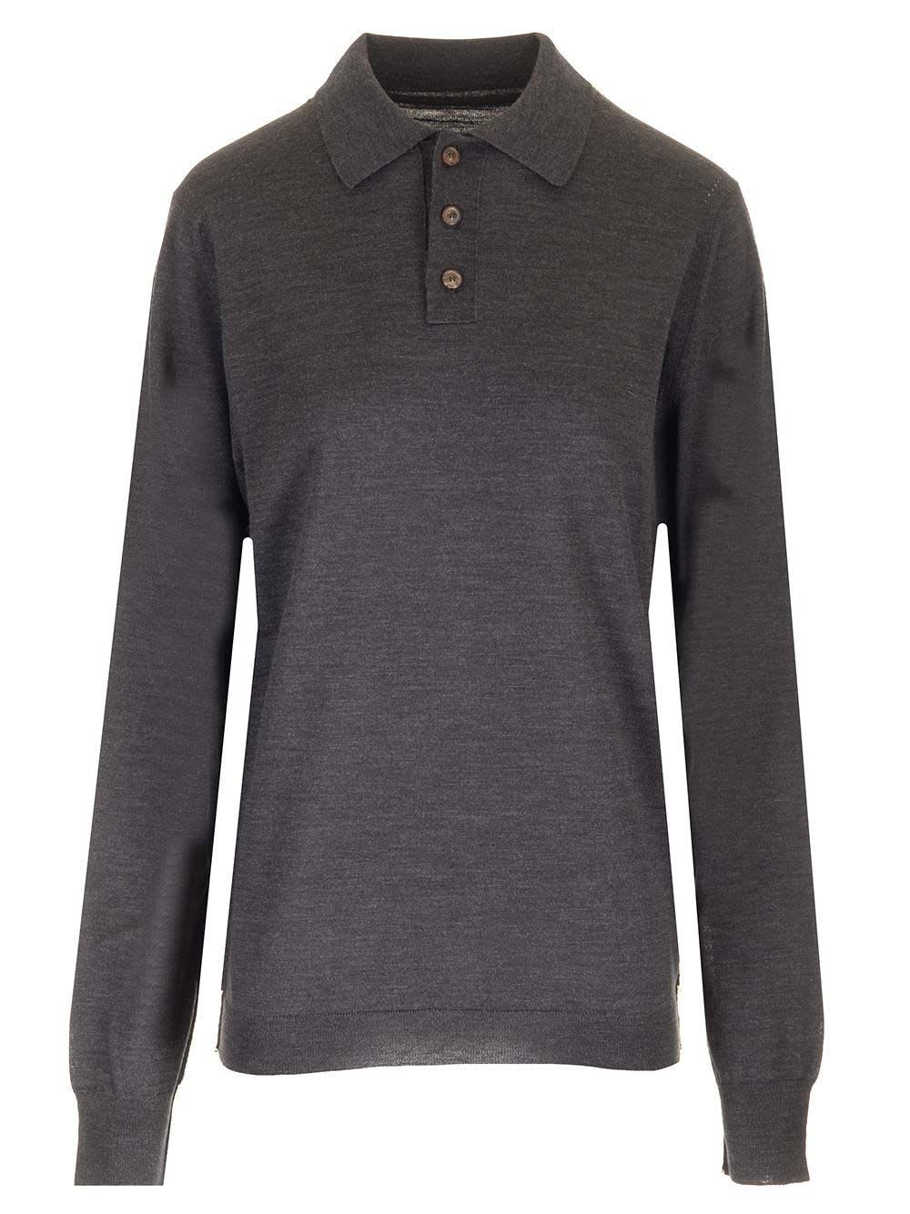 Shop Maison Margiela Knitted Polo Shirt In Grey