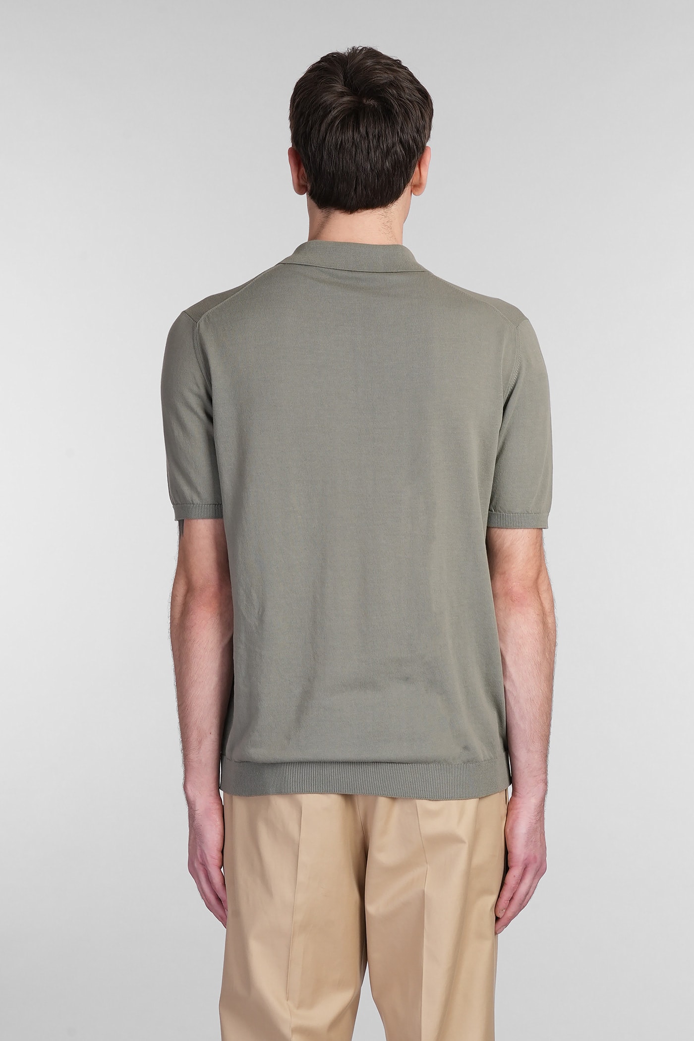 Roberto Collina Military Green Polo Shirt With Buttoned Collar In Green
