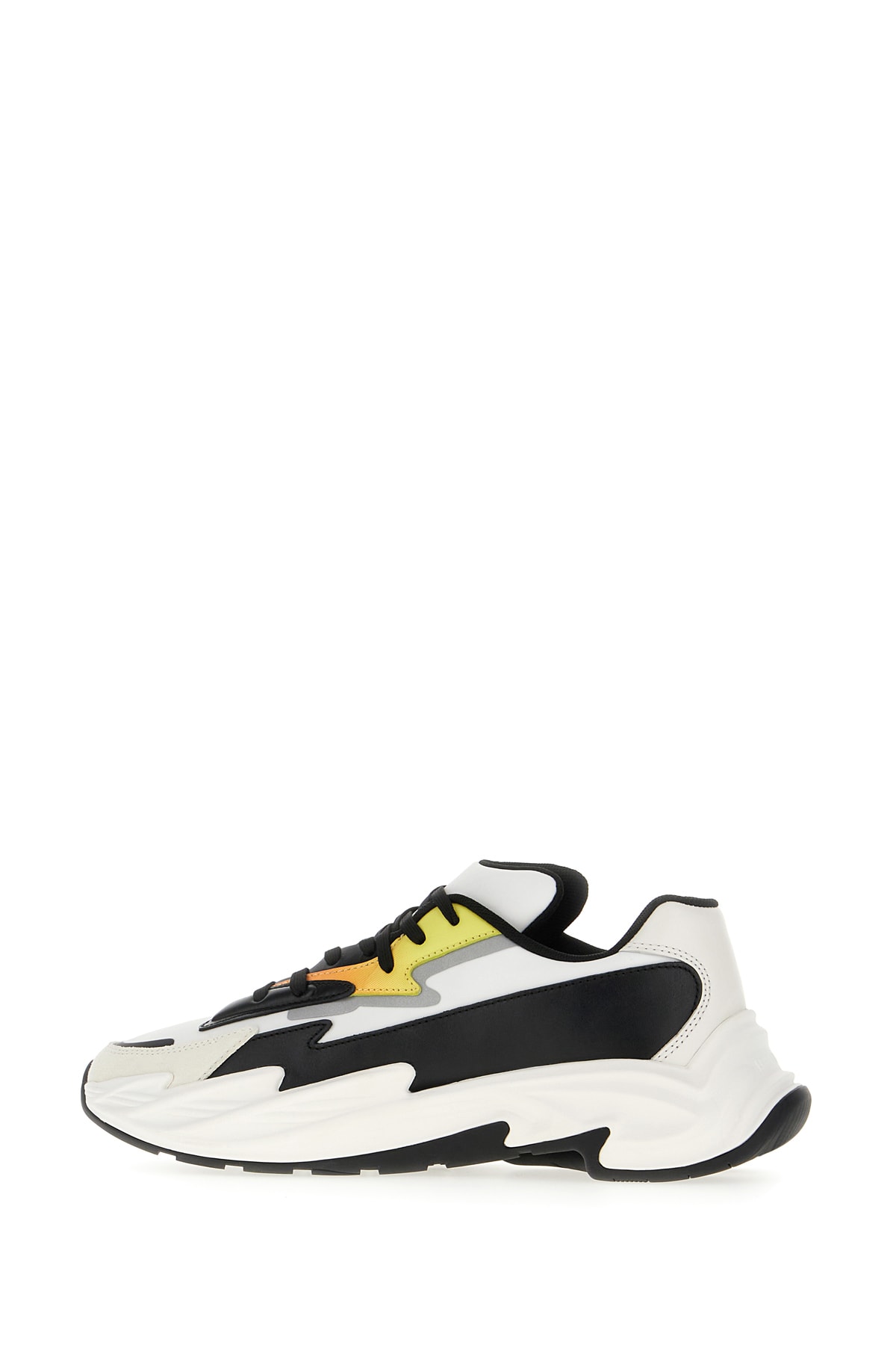 Shop Balmain Multicolor Leather And Polyester Blend Sneakers In White Orange