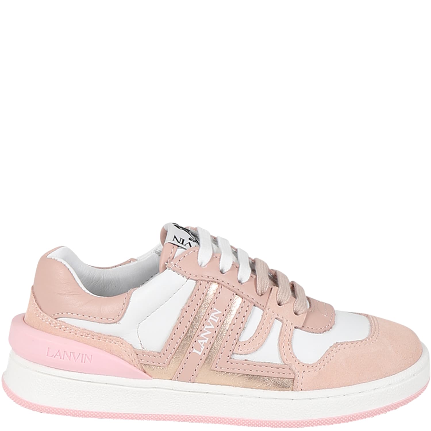 Lanvin Kids' Pink Sneakers For Girl With Logo