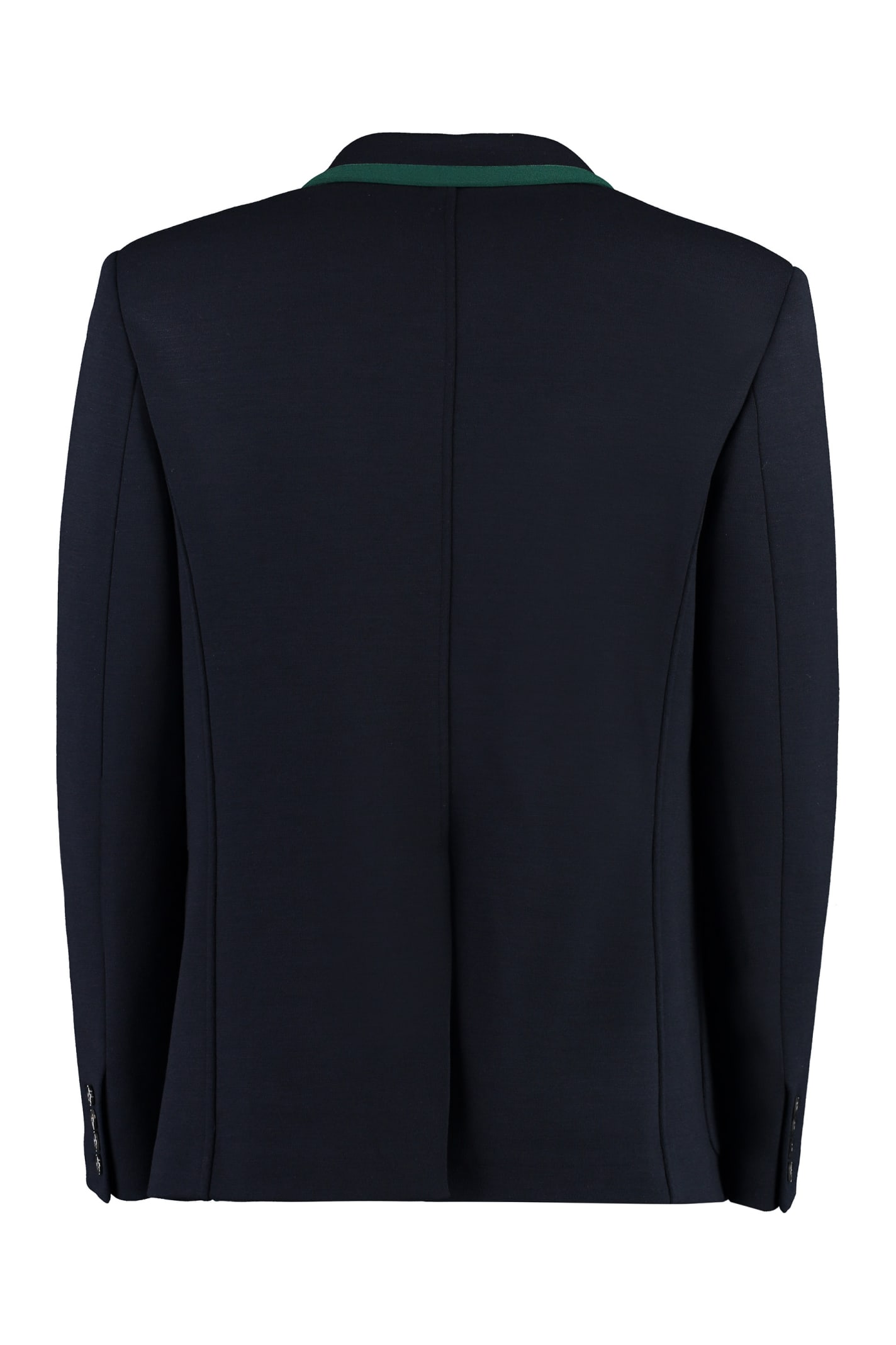 Valentino Tailored Cotton Blend Blazer With Back Slit And Sharp Lapels In Blue