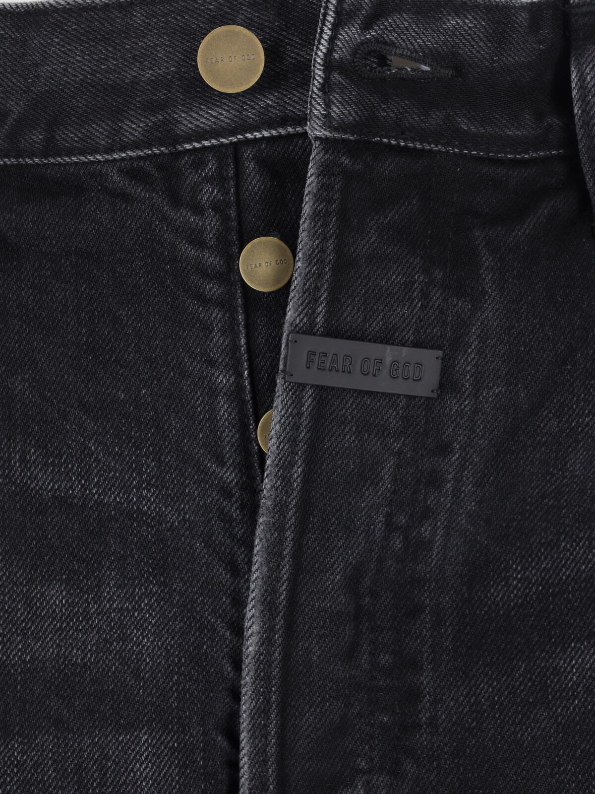 Fear Of God 5 Pocket Denim With Belt Loops And Frayed Hem In Black