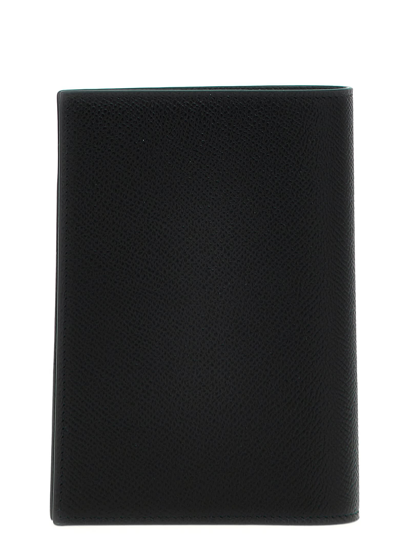 Ferragamo Black Cardholder With Gold-tone Gancini Logo In Calf Leather Man In Black